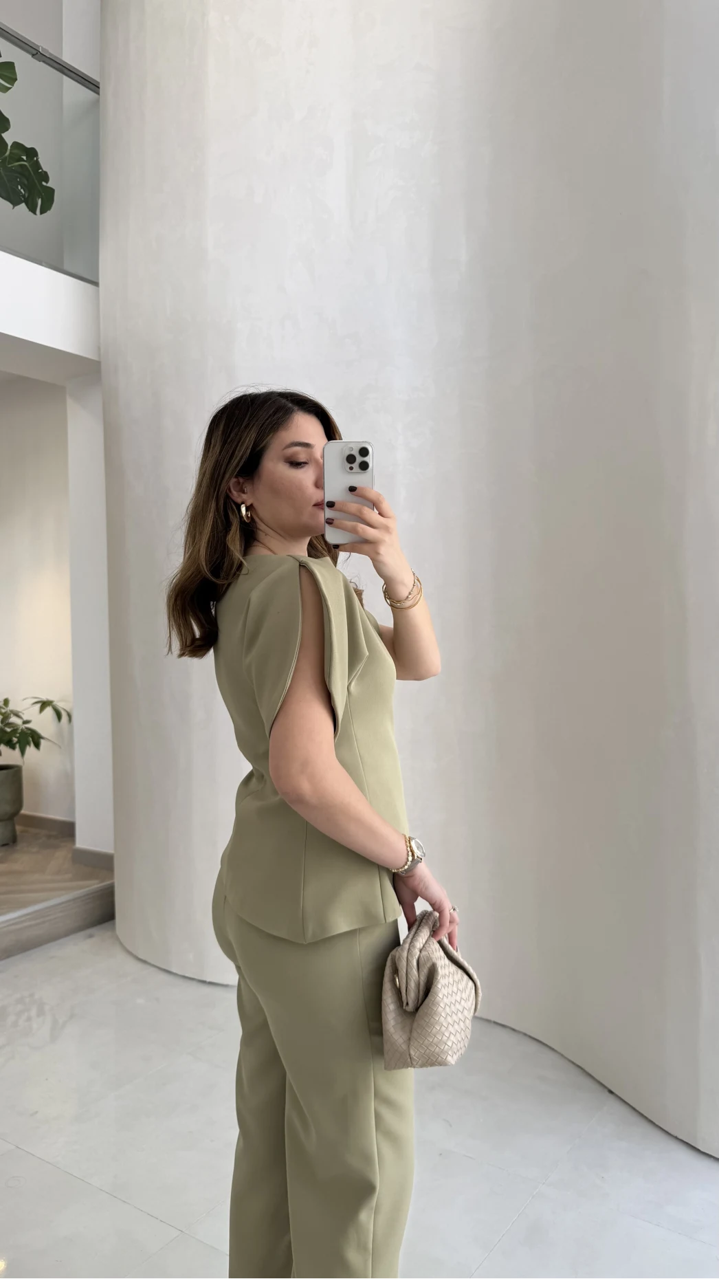 Ballet Kol Detay Bluz-Pantolon Takım - Mint - Kod: 8089