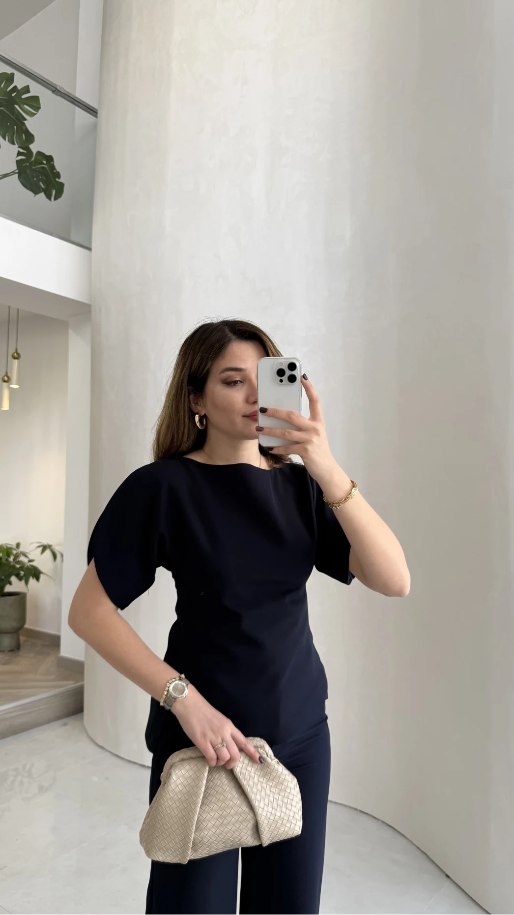 Ballet Kol Detay Bluz-Pantolon Takım - Lacivert - Kod: 8089