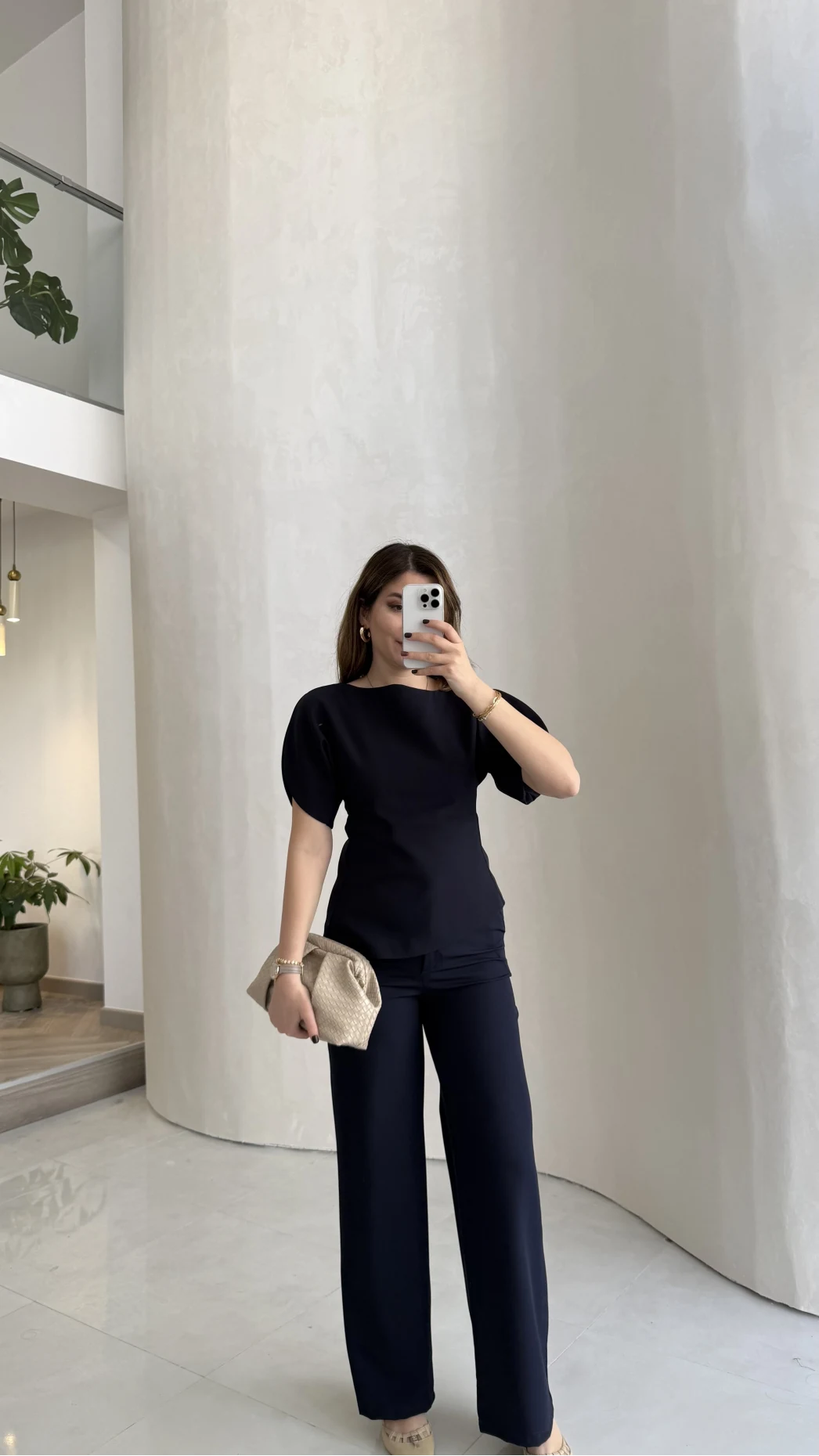 Ballet Kol Detay Bluz-Pantolon Takım - Lacivert - Kod: 8089