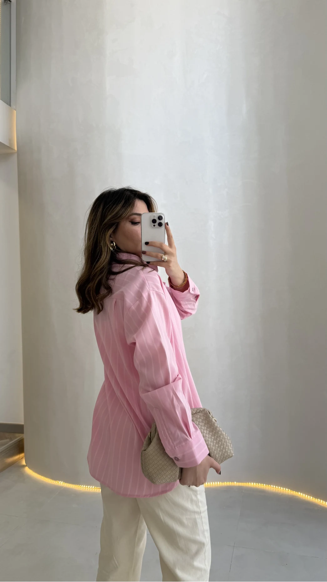 Cozy Çizgili Gömlek - Pembe - Kod: 2165