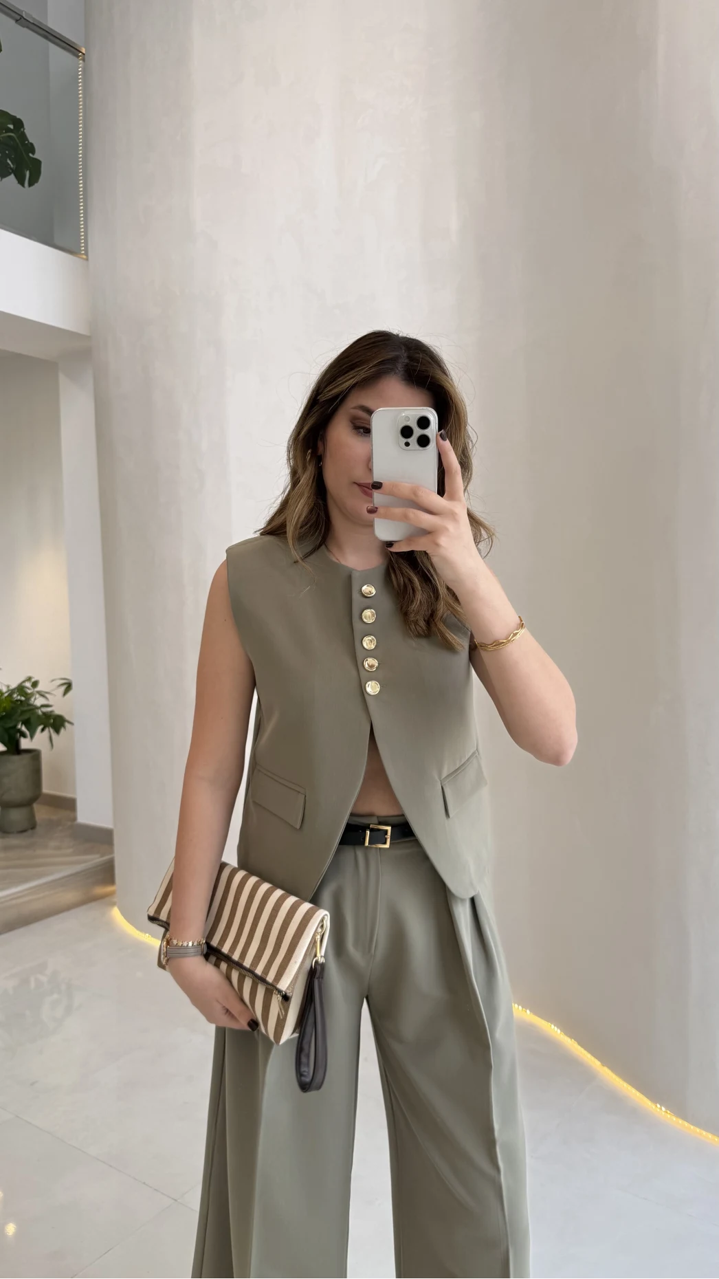 Comely Kemerli Yelek Takım - Haki - Kod: 9716