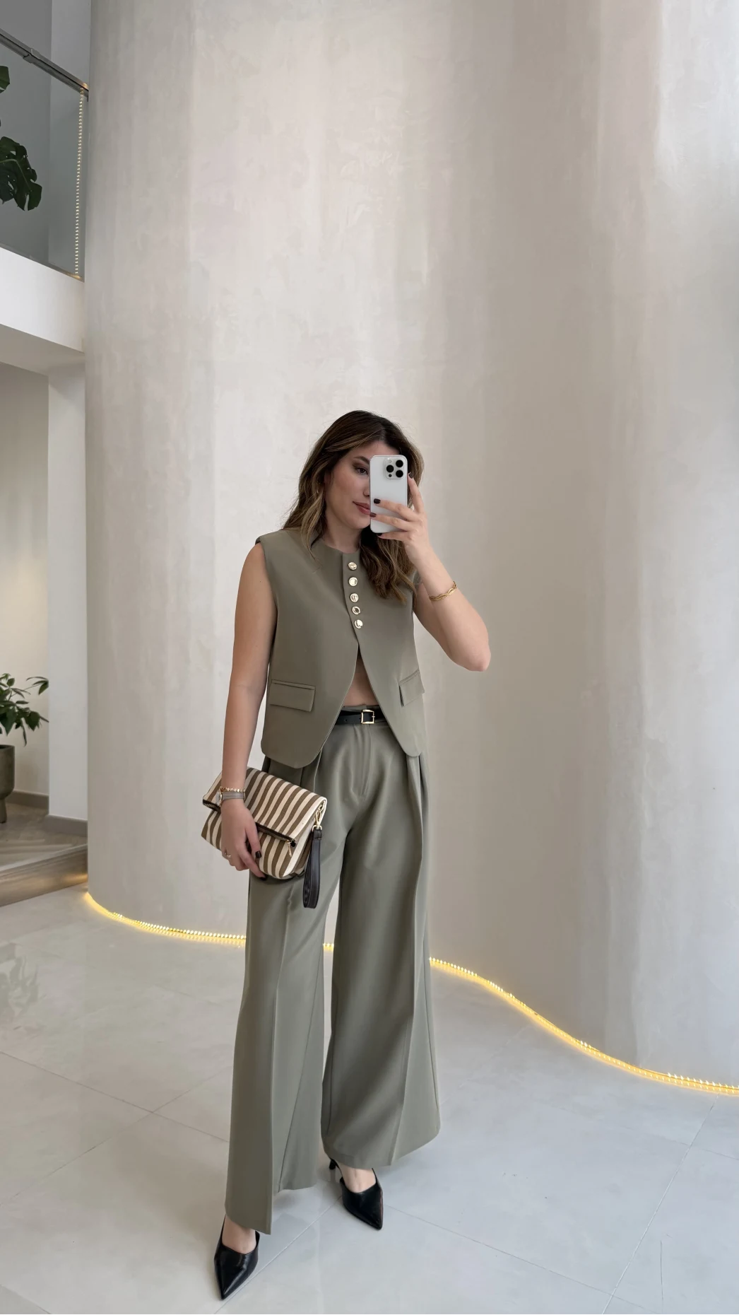 Comely Kemerli Yelek Takım - Haki - Kod: 9716