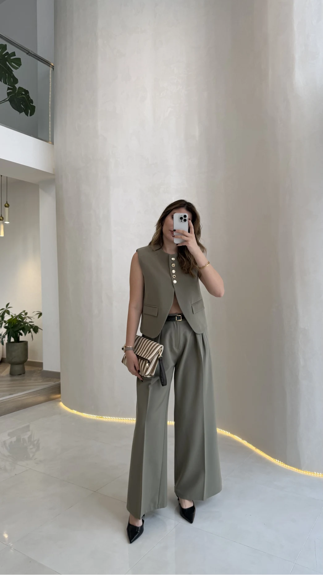 Comely Kemerli Yelek Takım - Haki - Kod: 9716