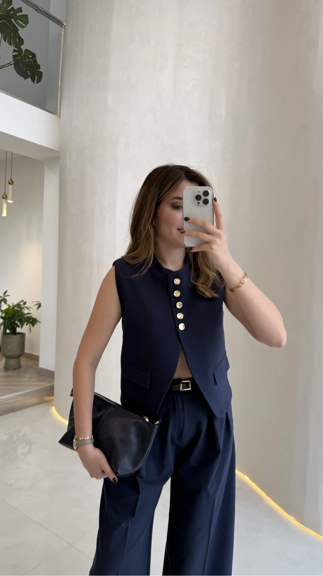 Comely Kemerli Yelek Takım - Lacivert - Kod: 9716