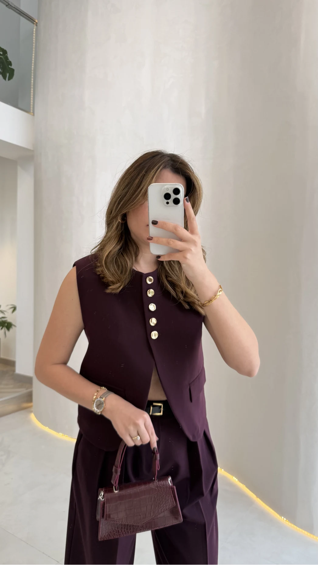 Comely Kemerli Yelek Takım - Mürdüm - Kod: 9716