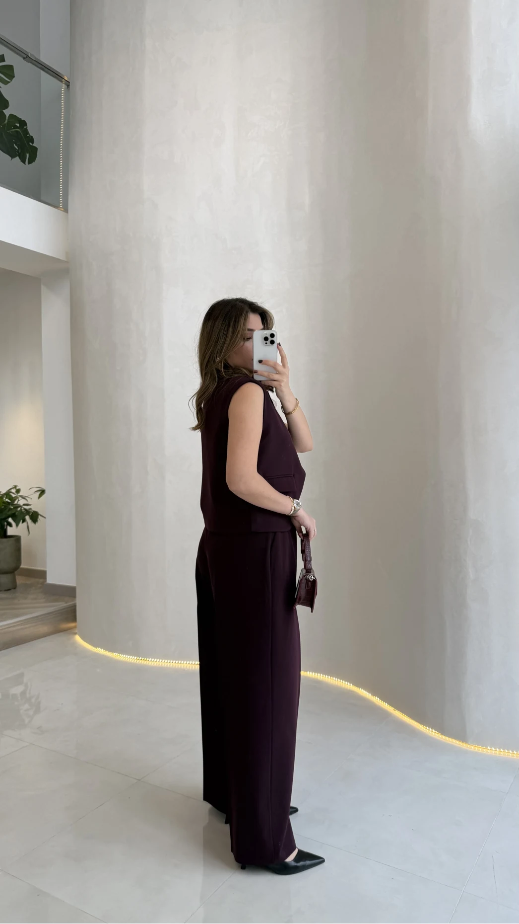 Comely Kemerli Yelek Takım - Mürdüm - Kod: 9716