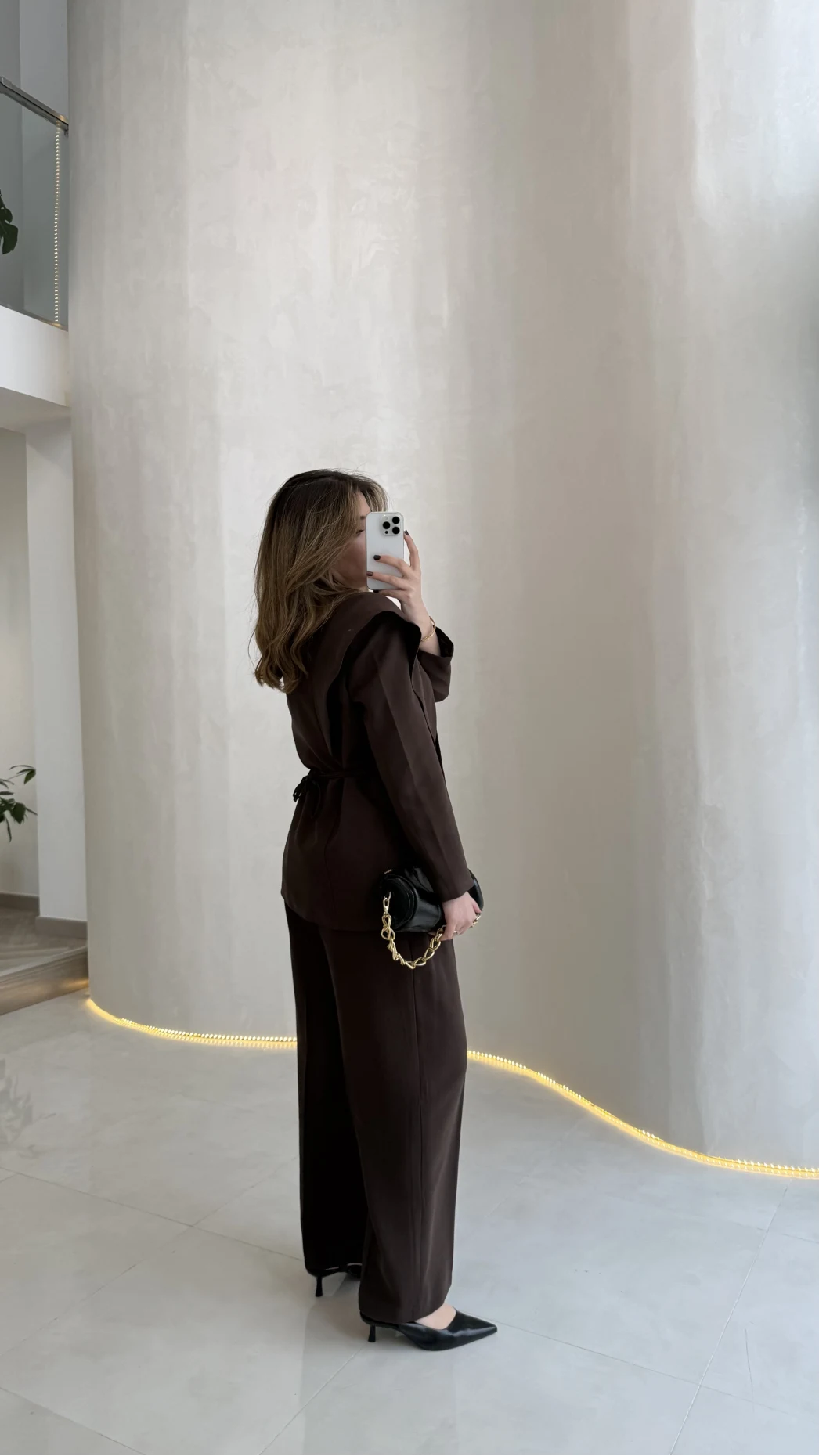 Wonder Bağcıklı Ceket Pantolon Takım - Kahve - Kod: 9035