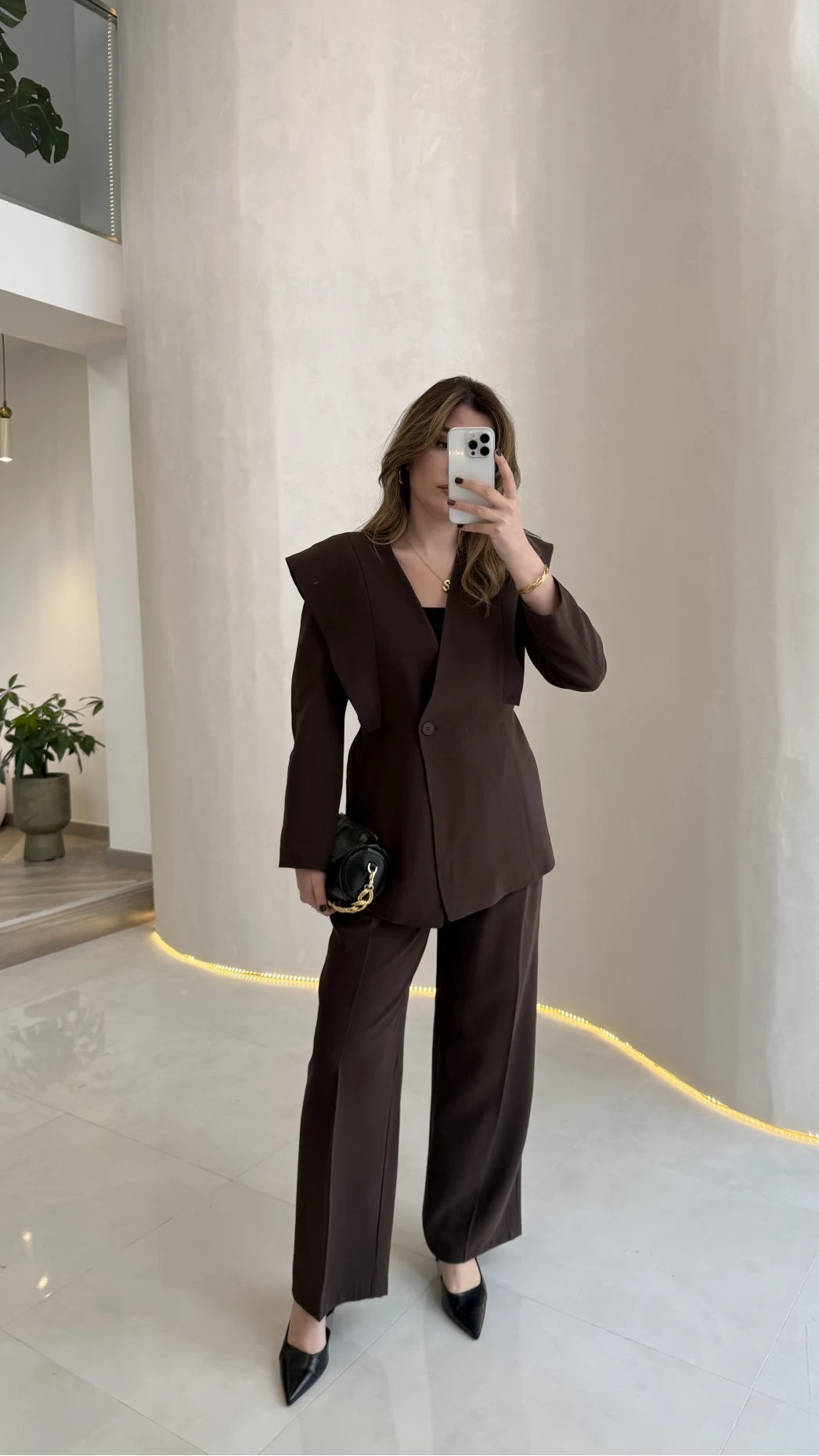 Wonder Bağcıklı Ceket Pantolon Takım - Kahve - Kod: 9035