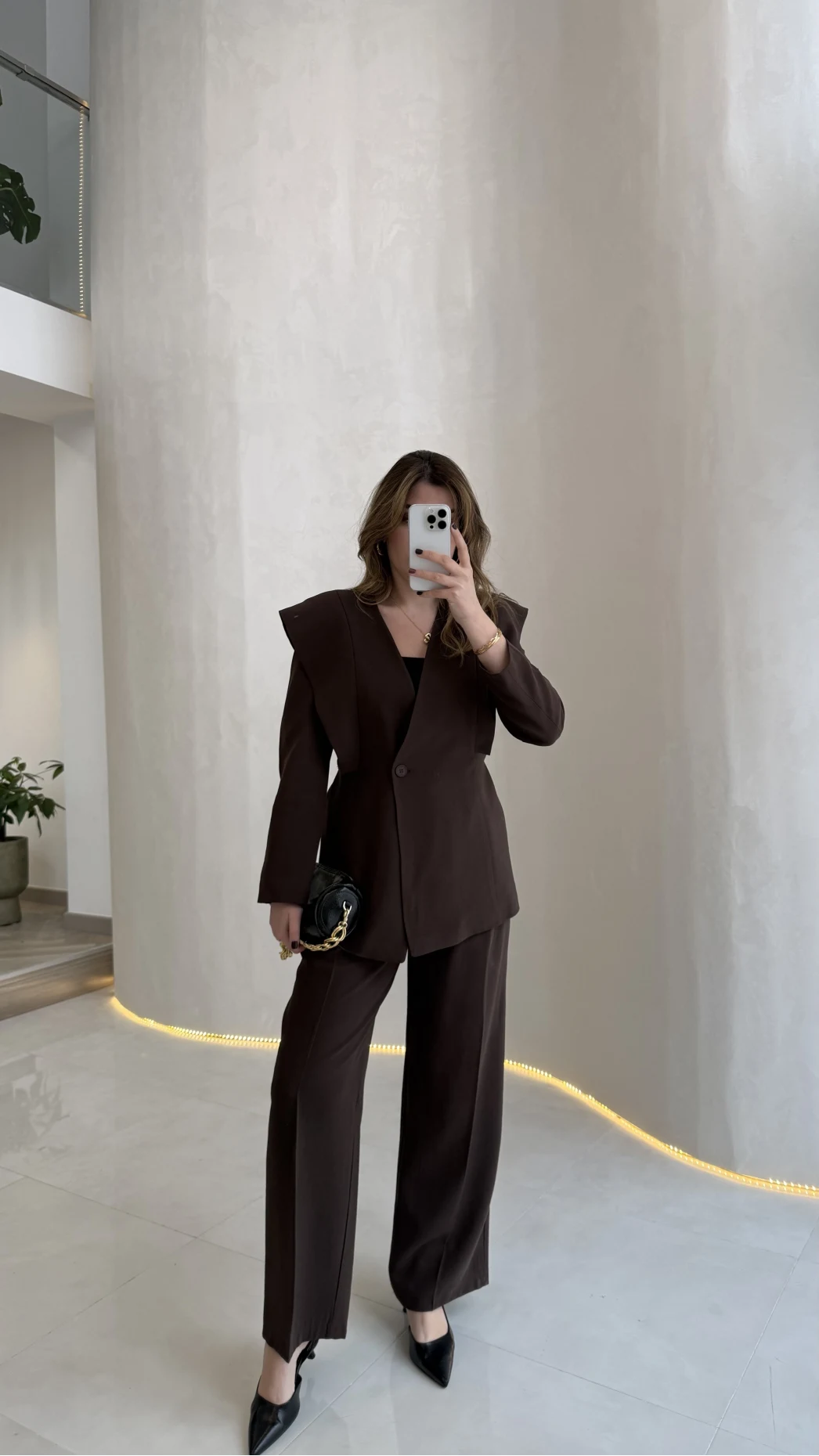 Wonder Bağcıklı Ceket Pantolon Takım - Kahve - Kod: 9035