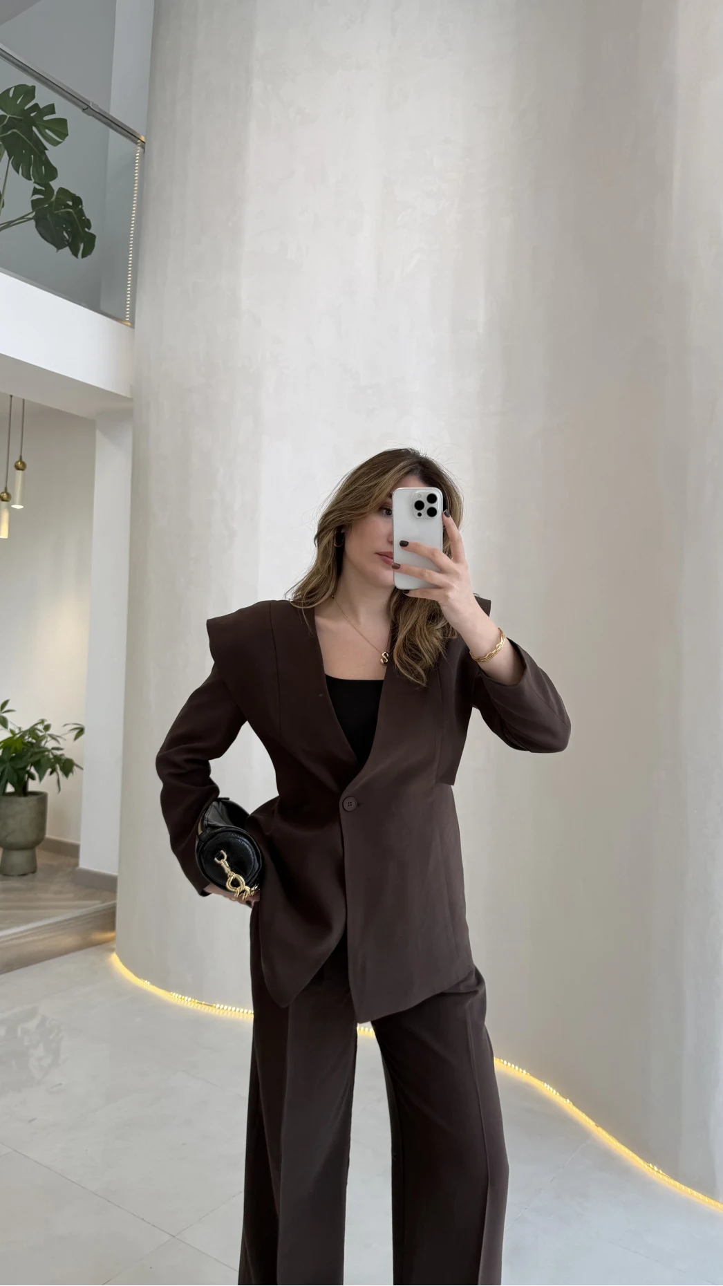 Wonder Bağcıklı Ceket Pantolon Takım - Kahve - Kod: 9035