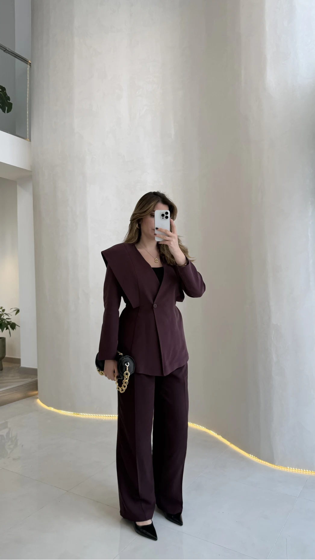 Wonder Bağcıklı Ceket Pantolon Takım - Mürdüm - Kod: 9035