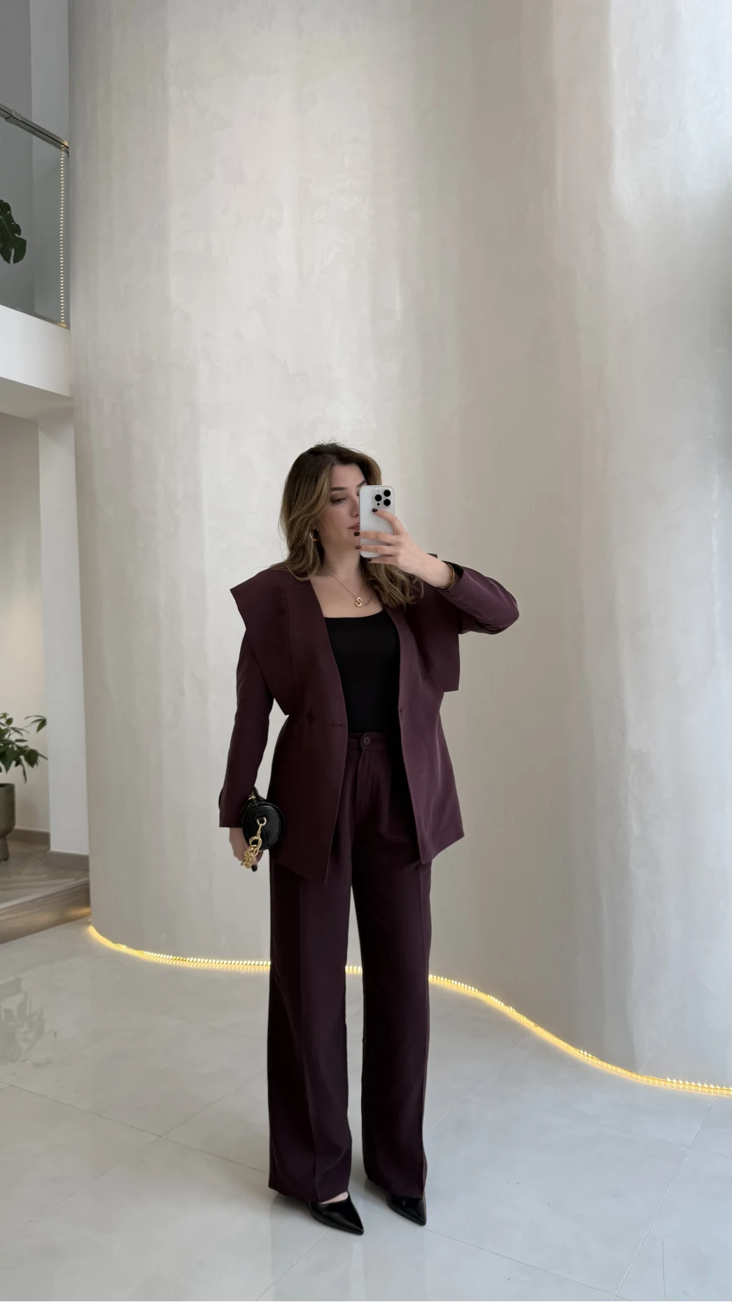 Wonder Bağcıklı Ceket Pantolon Takım - Mürdüm - Kod: 9035