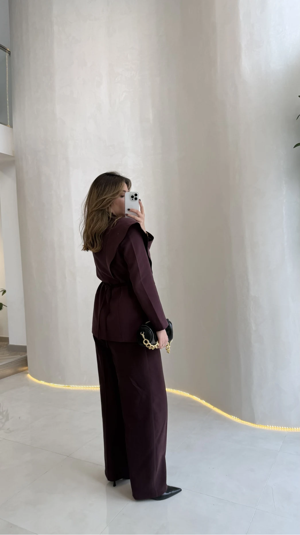 Wonder Bağcıklı Ceket Pantolon Takım - Mürdüm - Kod: 9035