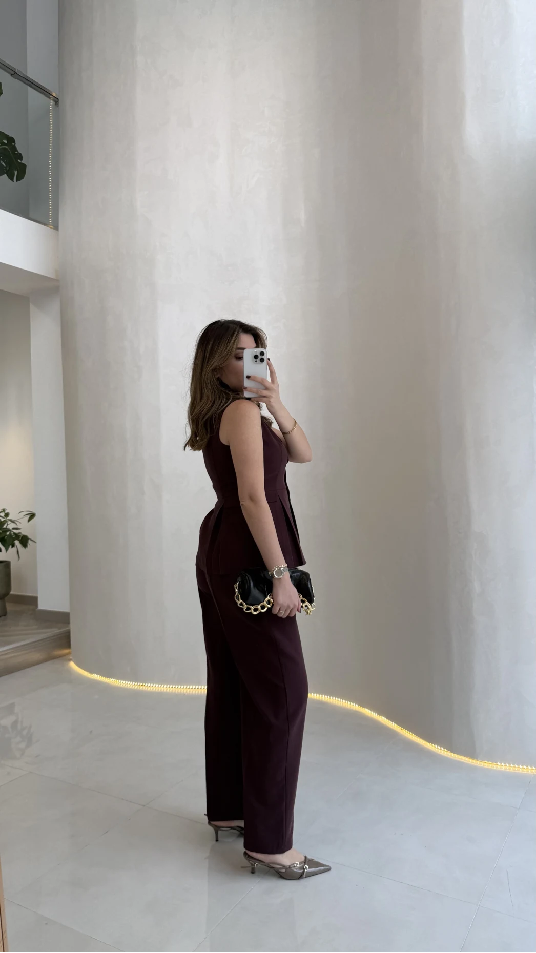 Lumiere Bele Oturan Sıfır Kol Düğmeli Takım - Mürdüm - Kod: 9041