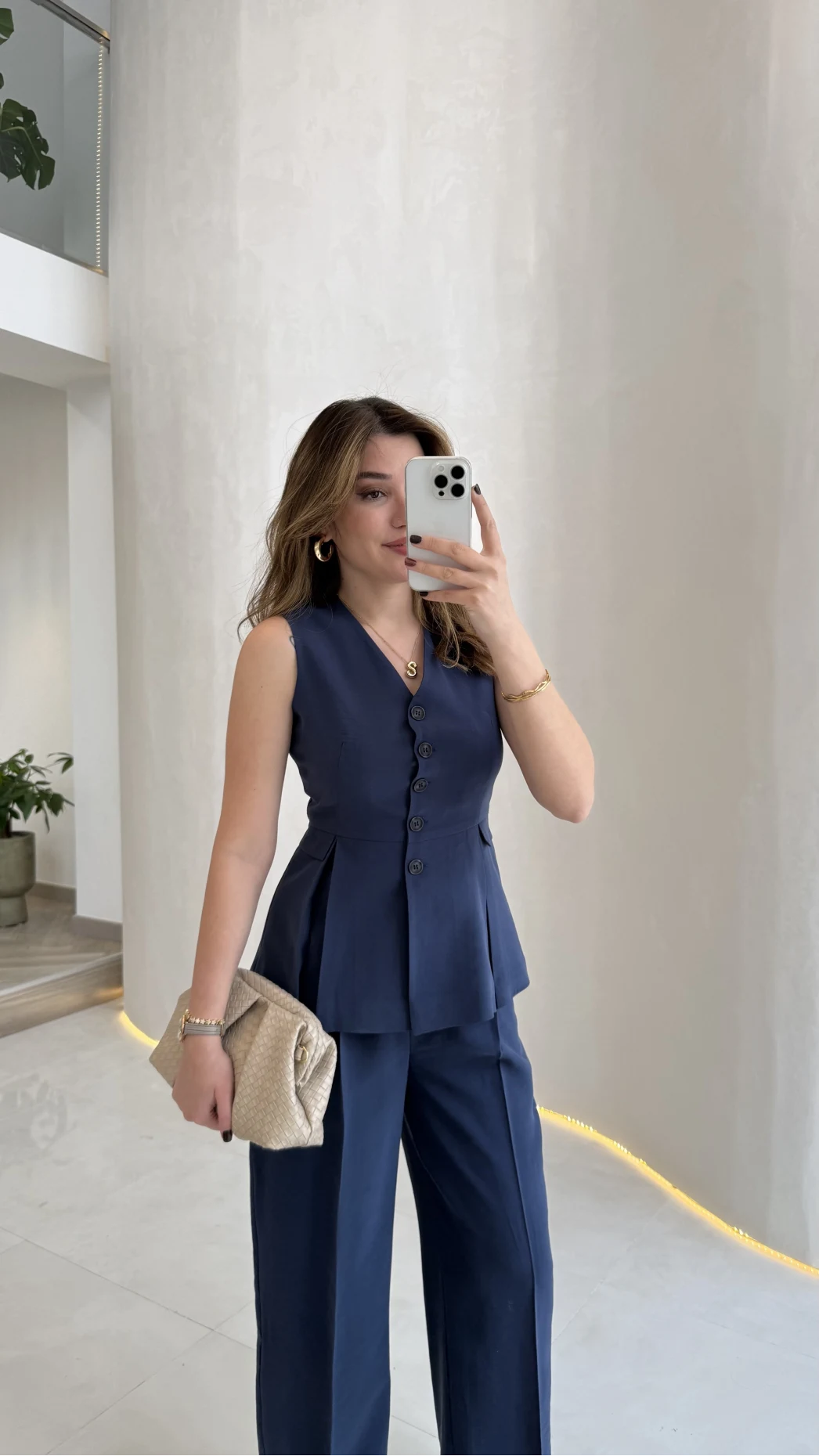 Lumiere Bele Oturan Sıfır Kol Düğmeli Takım - Lacivert - Kod: 9041