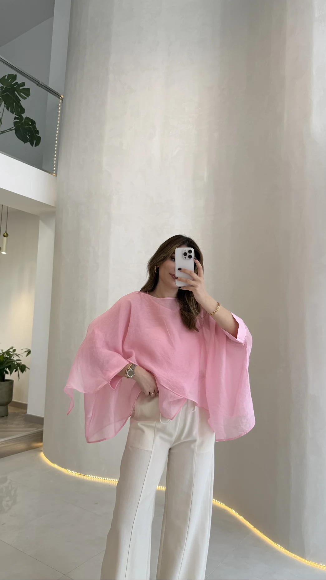 Uçuşan Pelerin Bluz - Açık Pembe - Kod: 5026