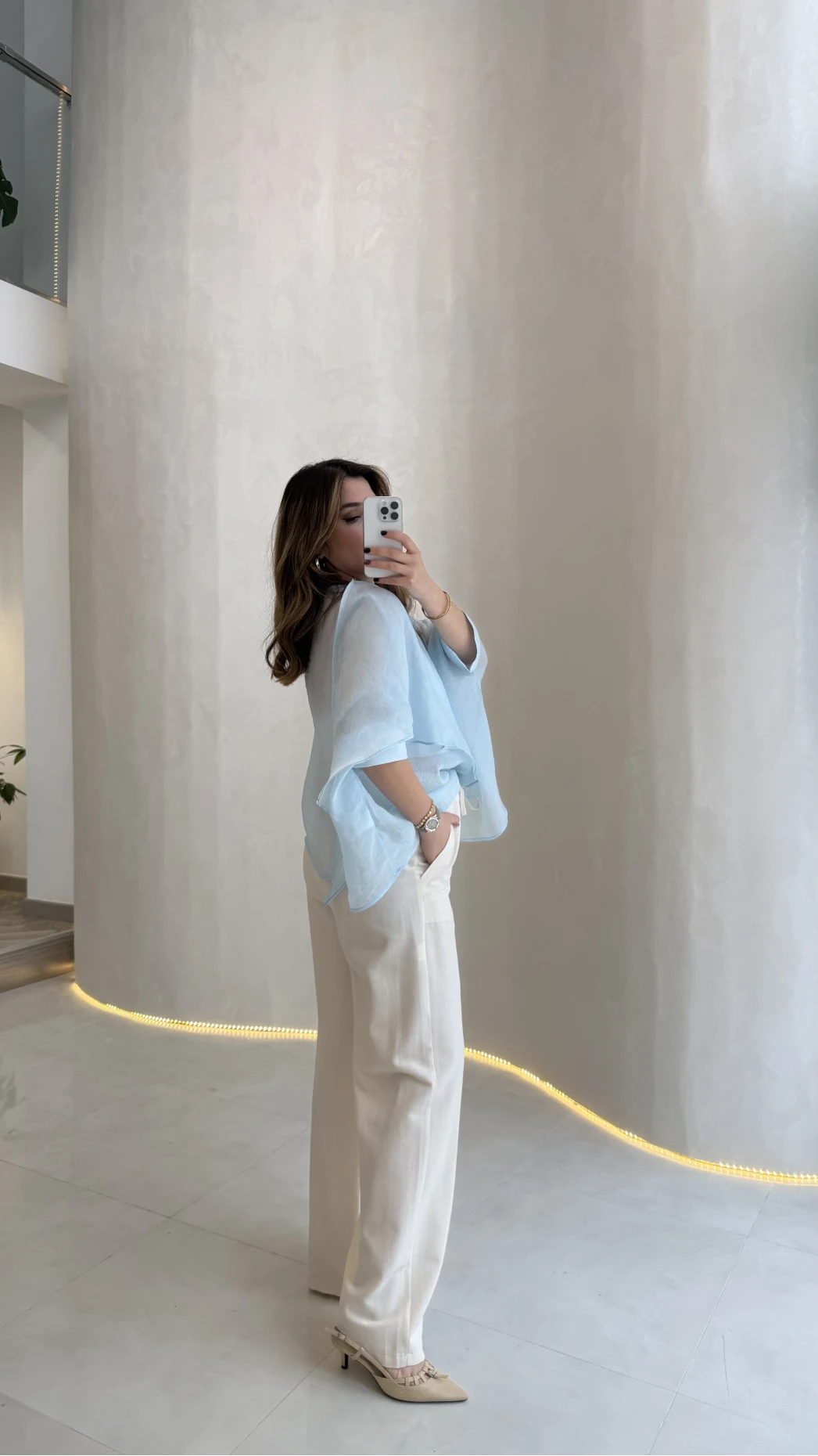 Bol Paça Bağcıklı Pantolon - Taş - Kod: 8454