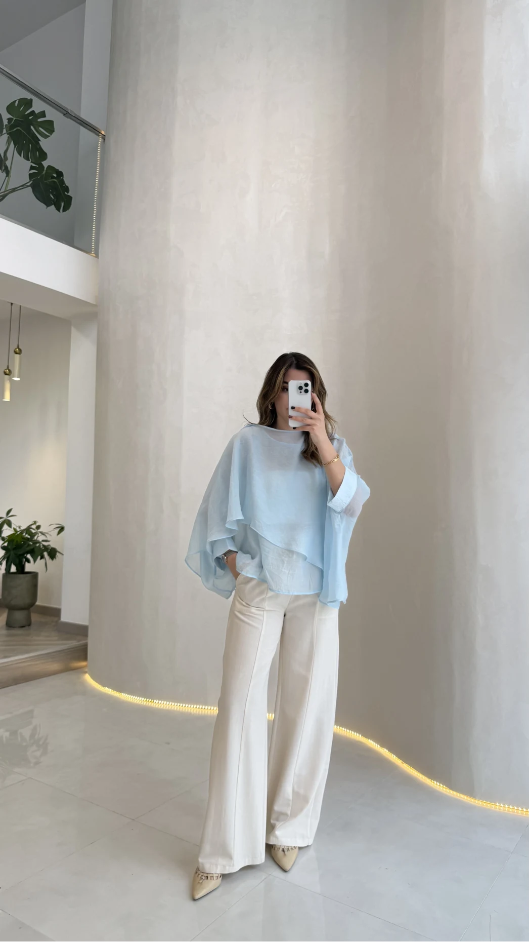 Bol Paça Bağcıklı Pantolon - Taş - Kod: 8454