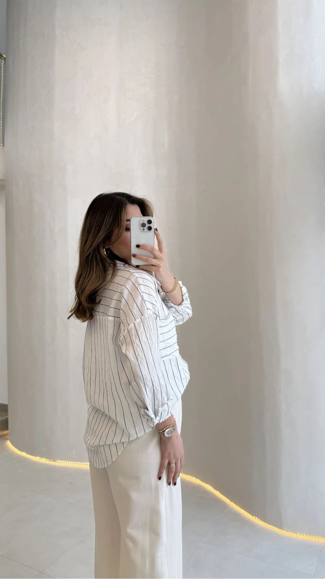 Sheep Çizgili Gömlek - Gri-Beyaz - Kod: 2217