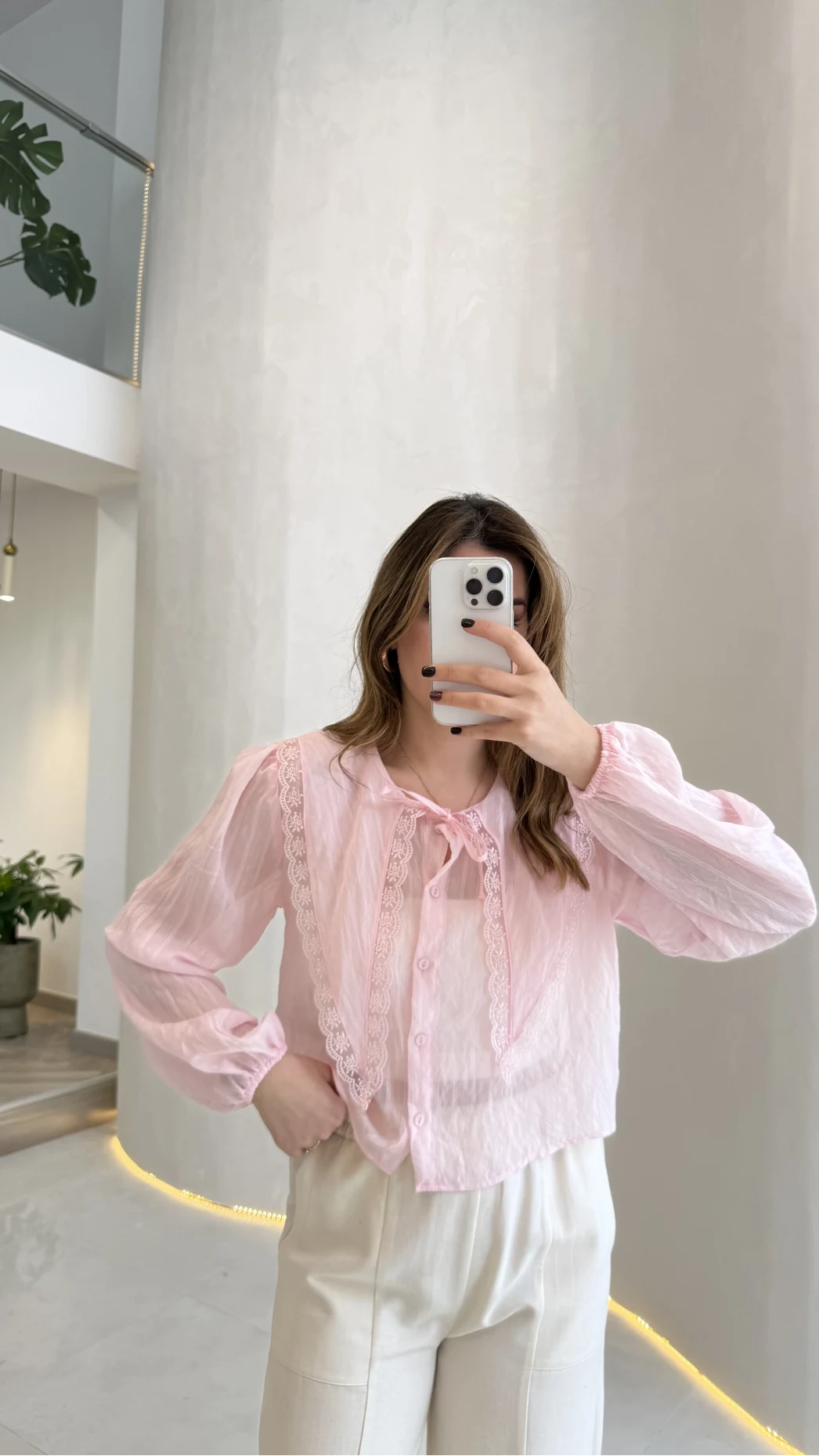 Tesoro Bebe Yaka Dantel Bluz - Pembe - Kod:2223