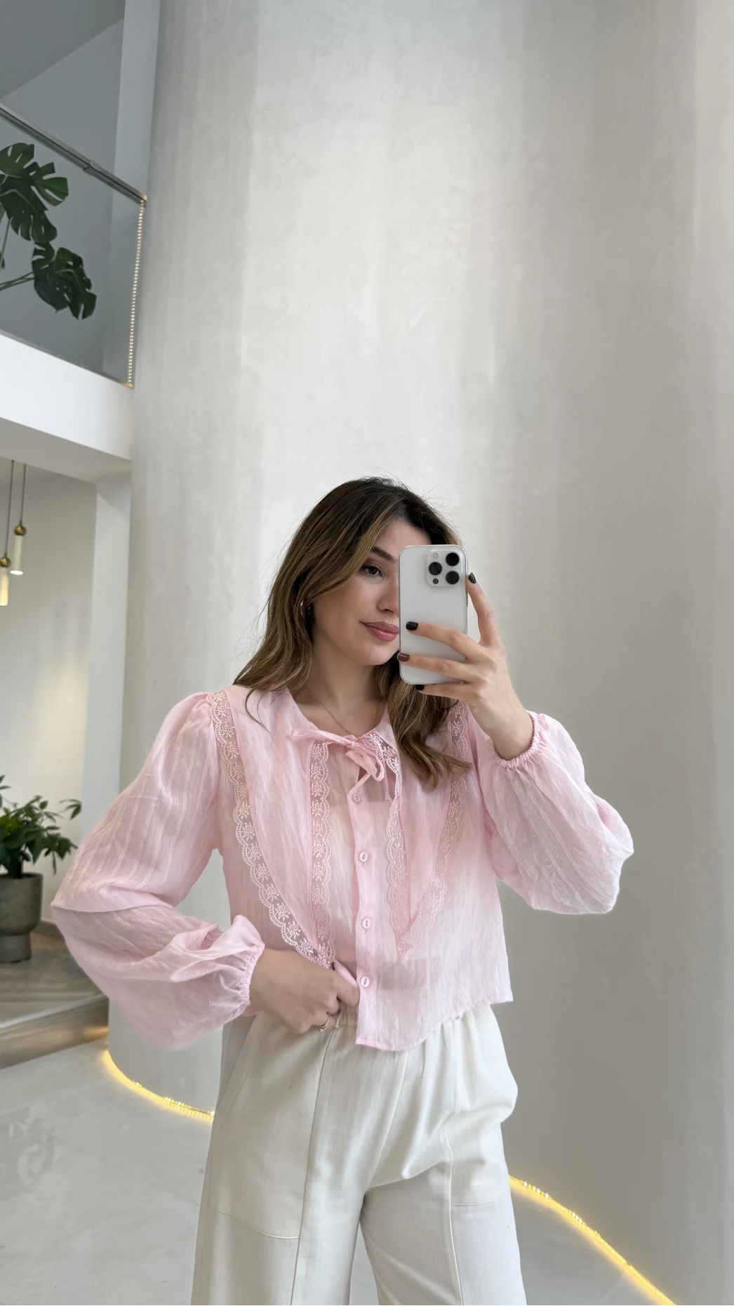 Tesoro Bebe Yaka Dantel Bluz - Pembe - Kod:2223