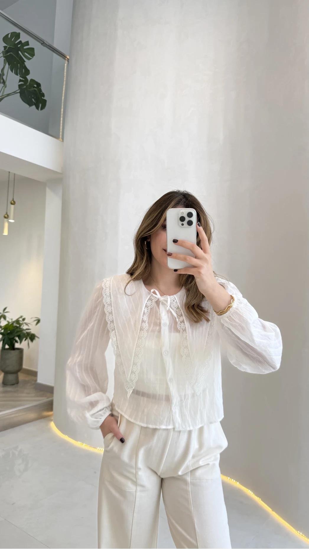 Tesoro Bebe Yaka Dantel Bluz - Beyaz - Kod:2223