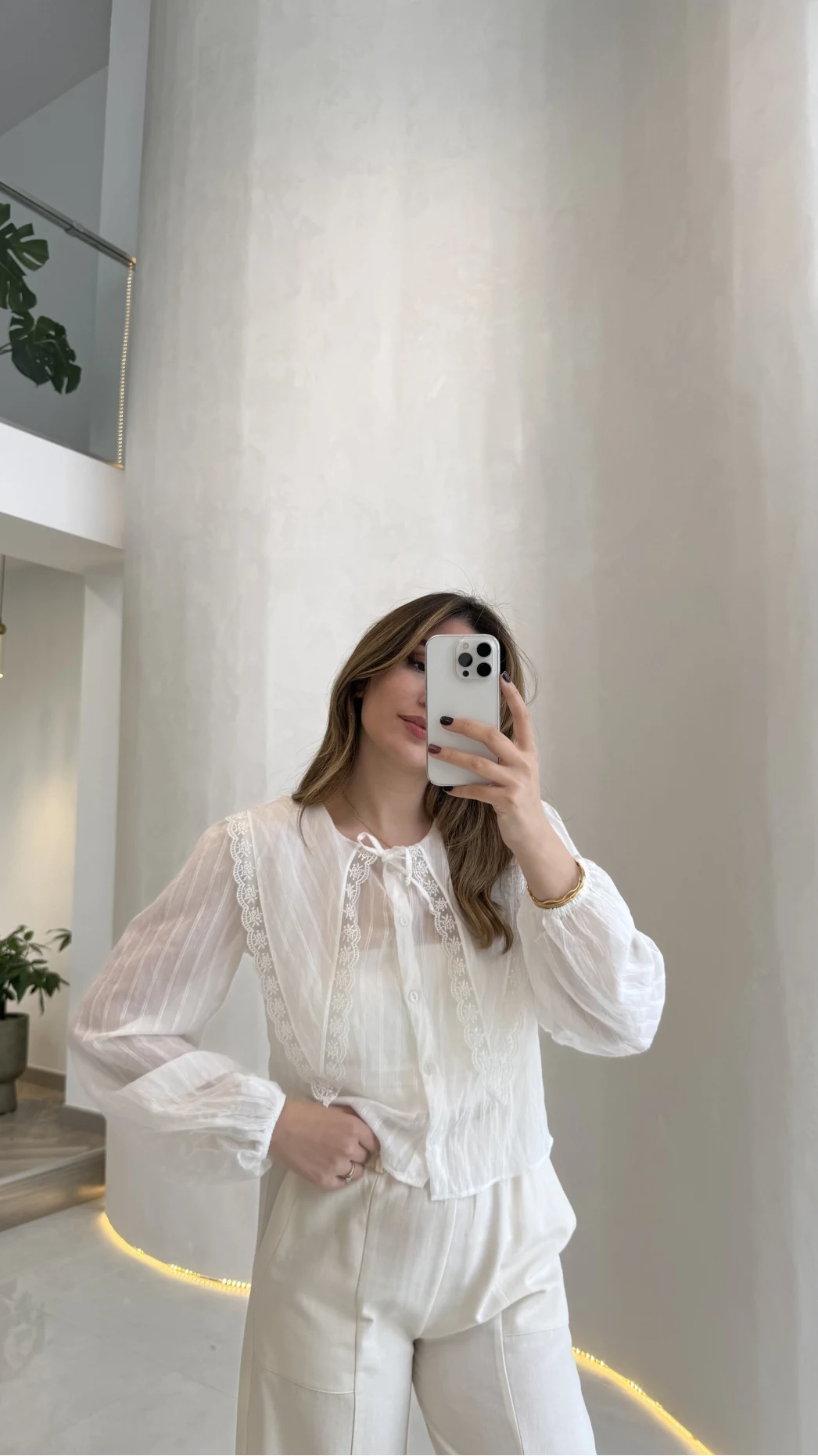 Tesoro Bebe Yaka Dantel Bluz - Beyaz - Kod:2223