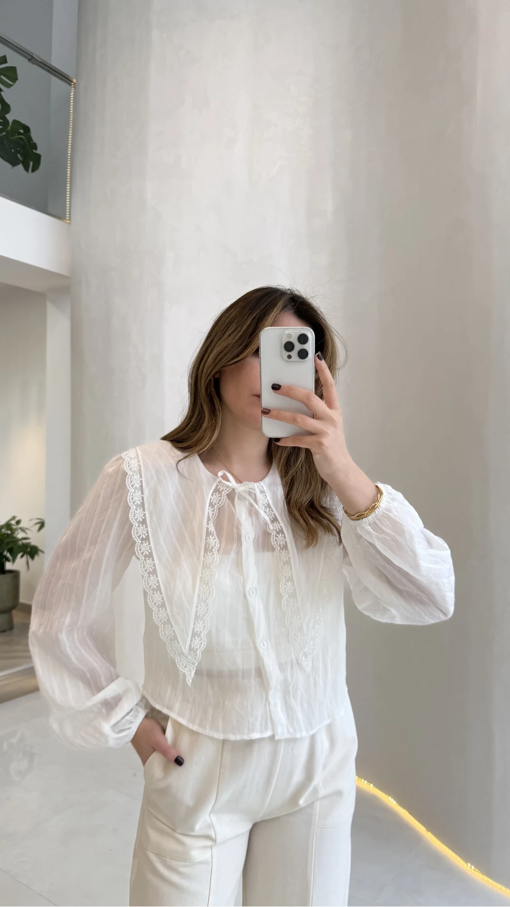 Tesoro Bebe Yaka Dantel Bluz - Beyaz - Kod:2223