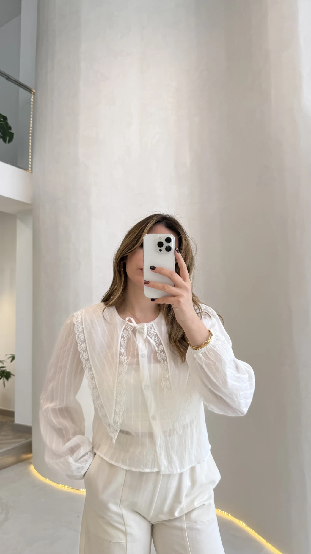 Tesoro Bebe Yaka Dantel Bluz - Beyaz - Kod:2223