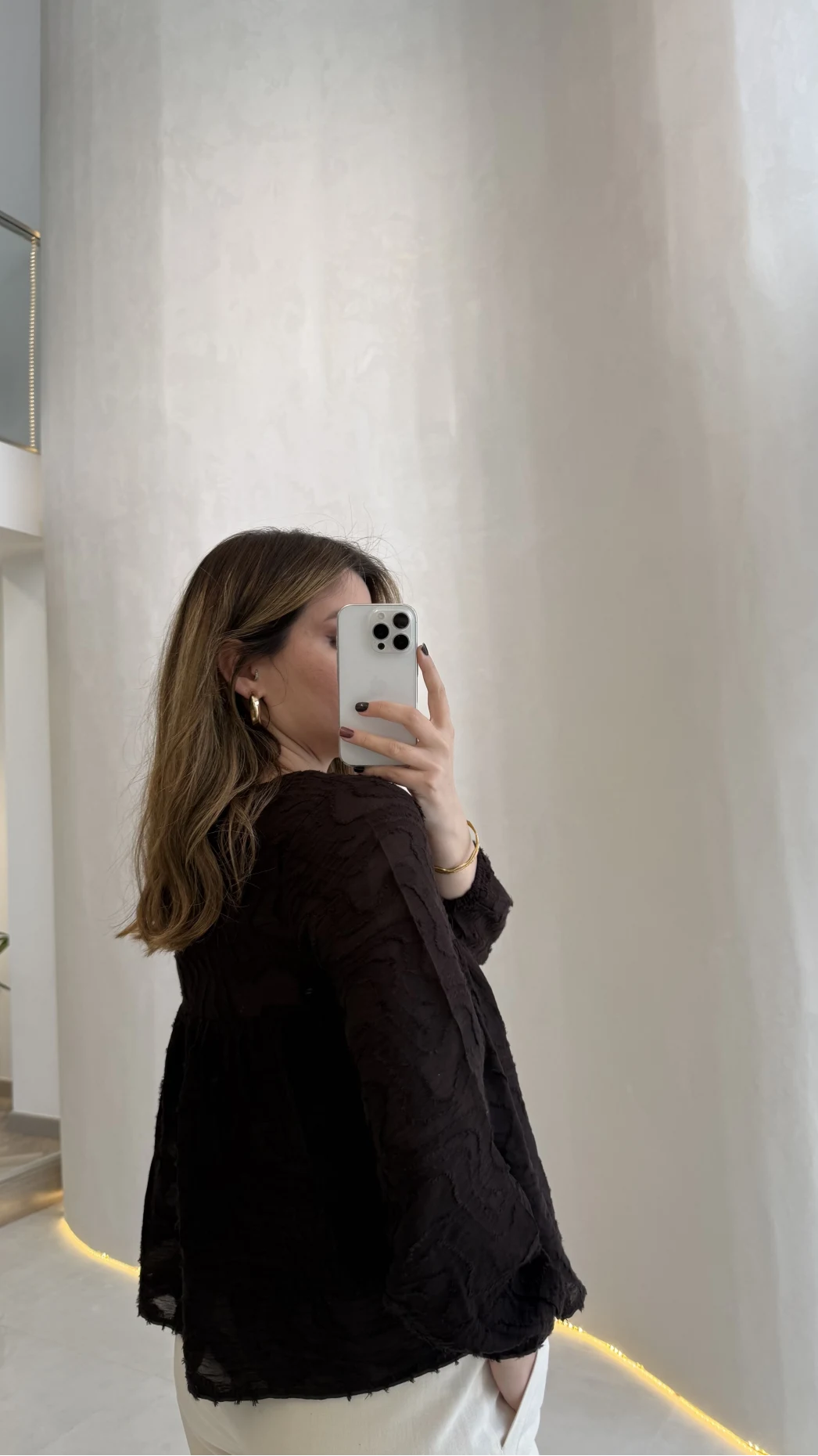 Elera Püskül Dokulu Bağlamalı Gömlek - Acı Kahve - Kod: 2248