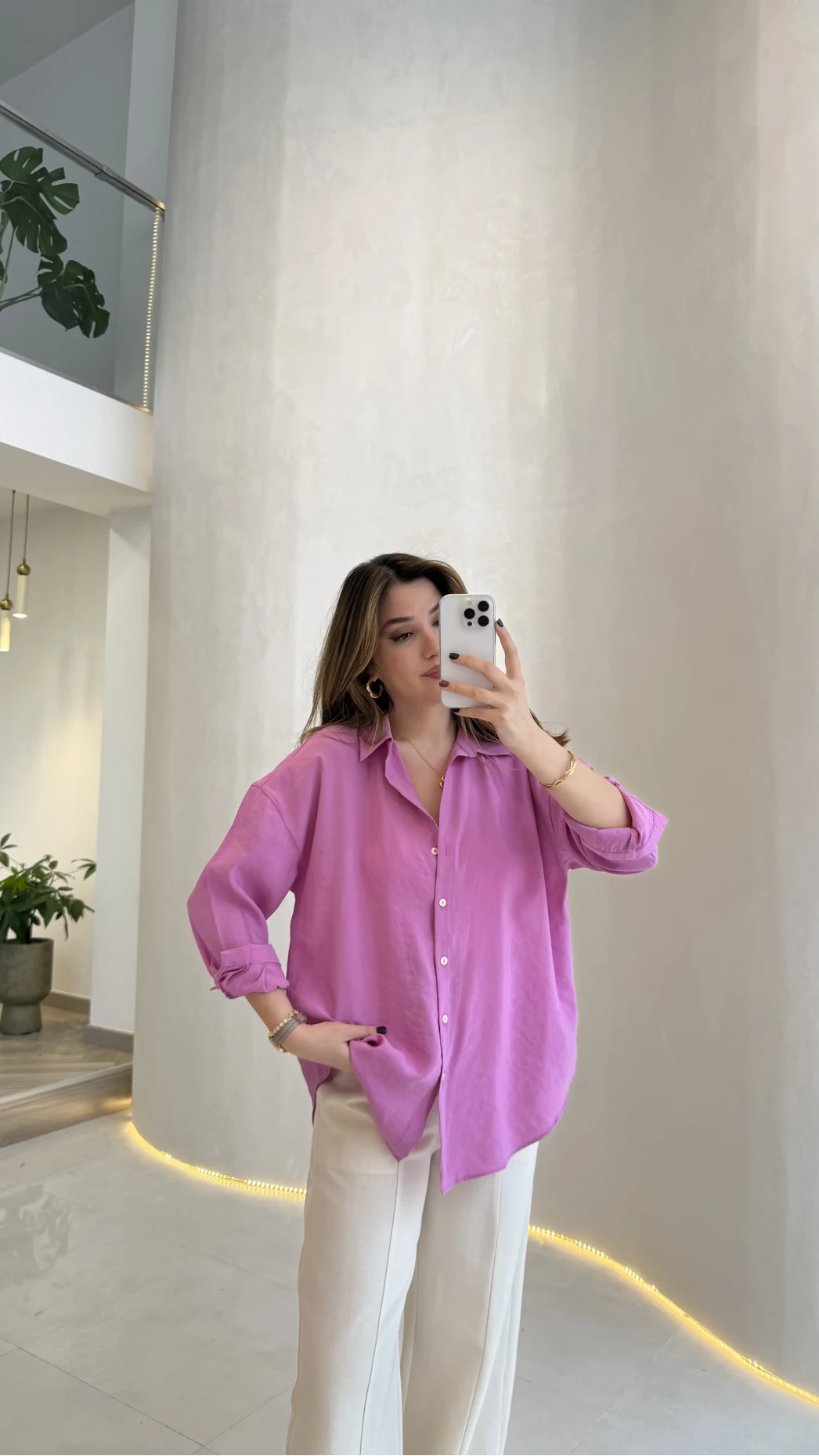 Modal Gömlek - Pembe - Kod:100101