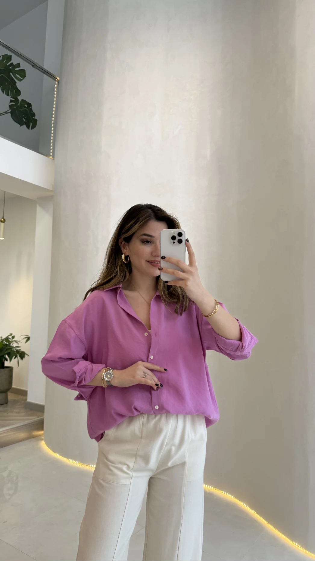 Modal Gömlek - Pembe - Kod:100101