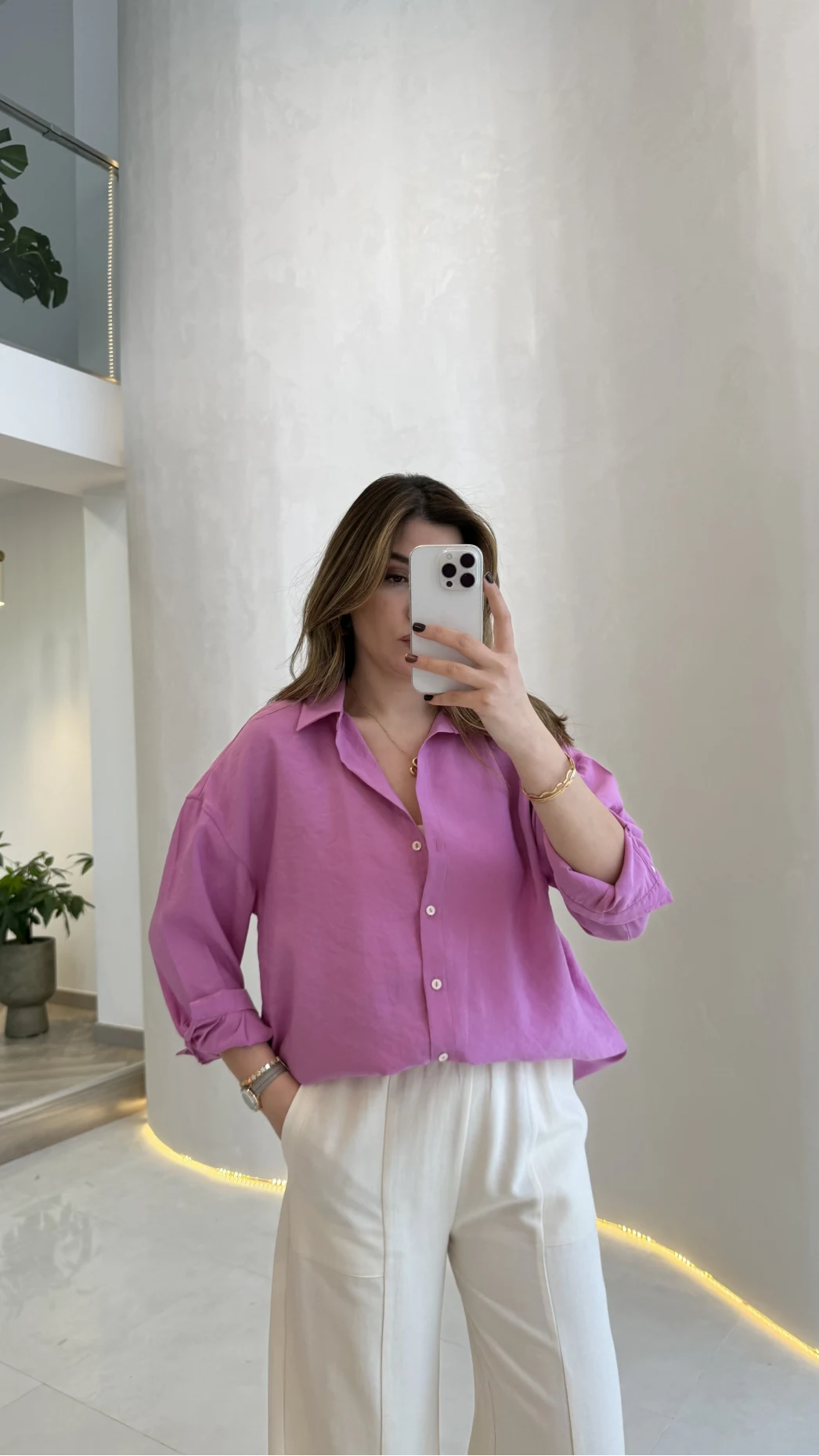 Modal Gömlek - Pembe - Kod:100101