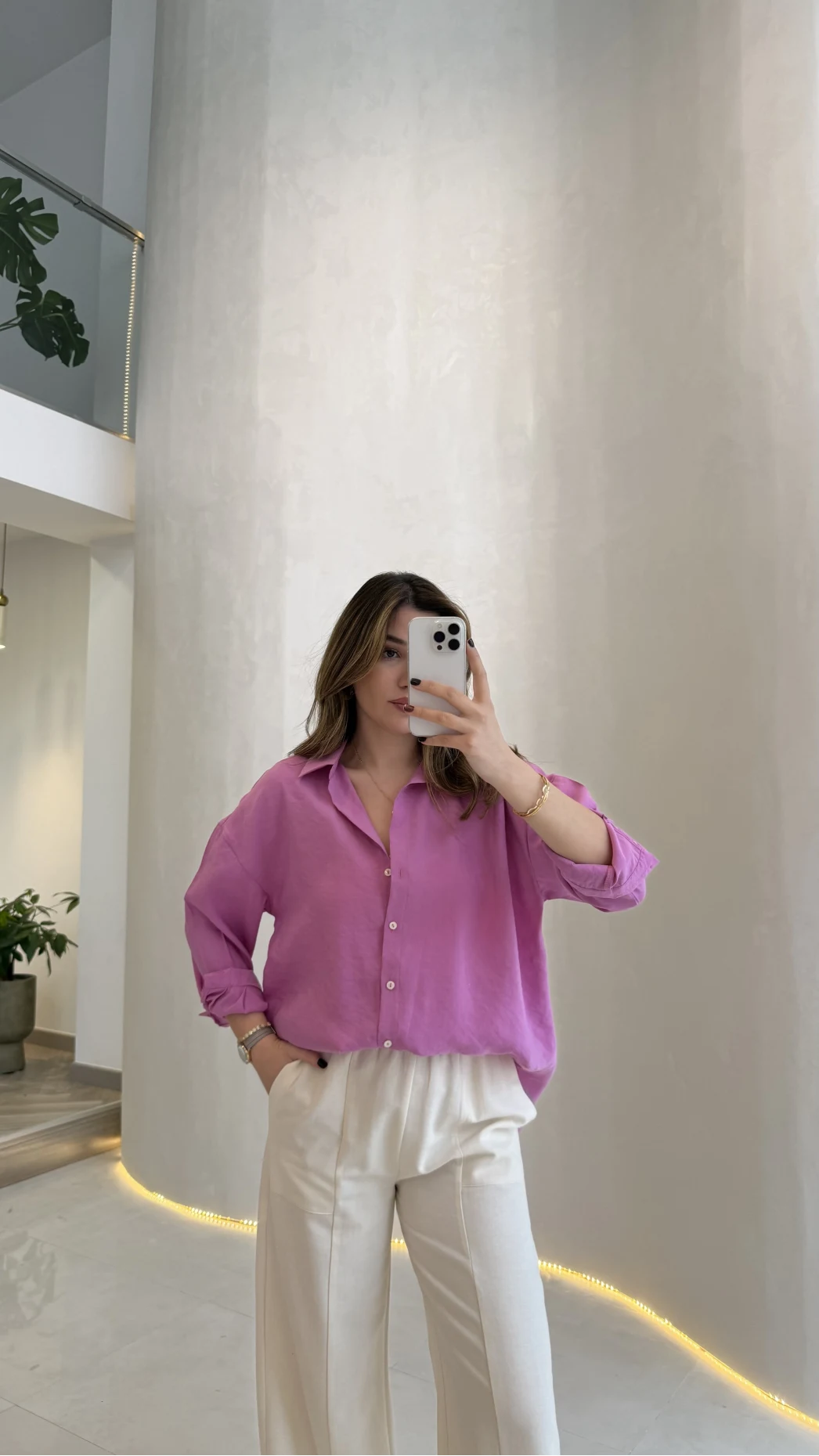 Modal Gömlek - Pembe - Kod:100101