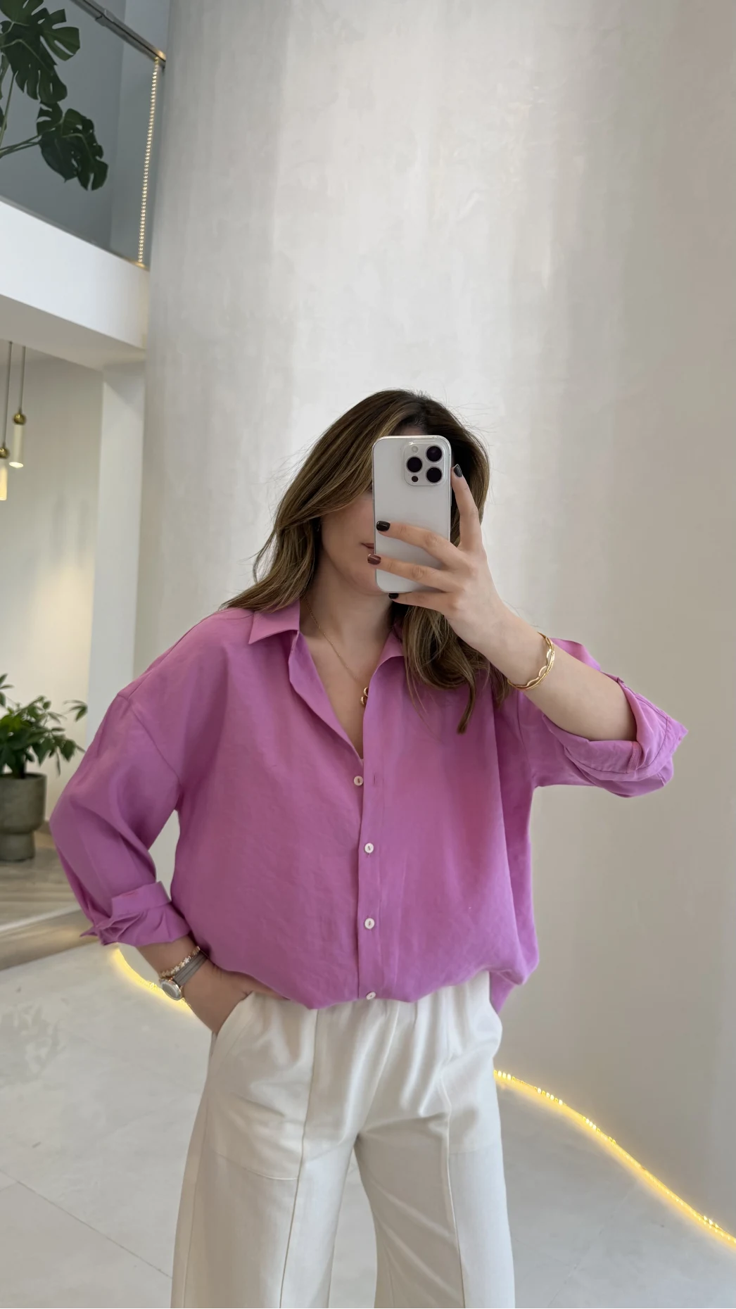 Modal Gömlek - Pembe - Kod:100101