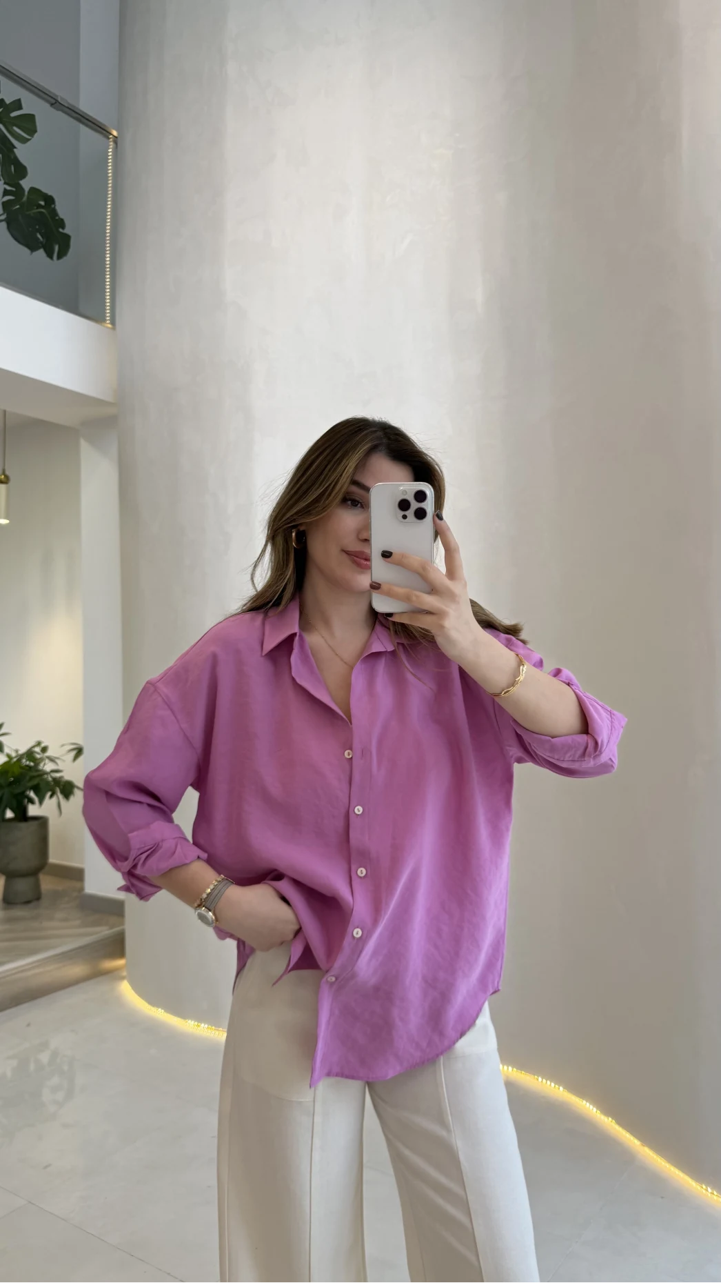 Modal Gömlek - Pembe - Kod:100101