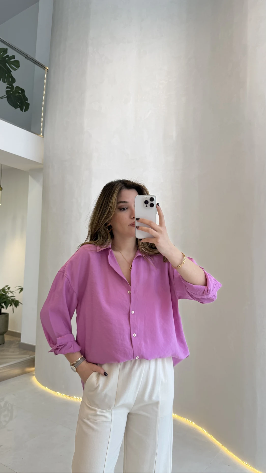 Modal Gömlek - Pembe - Kod:100101