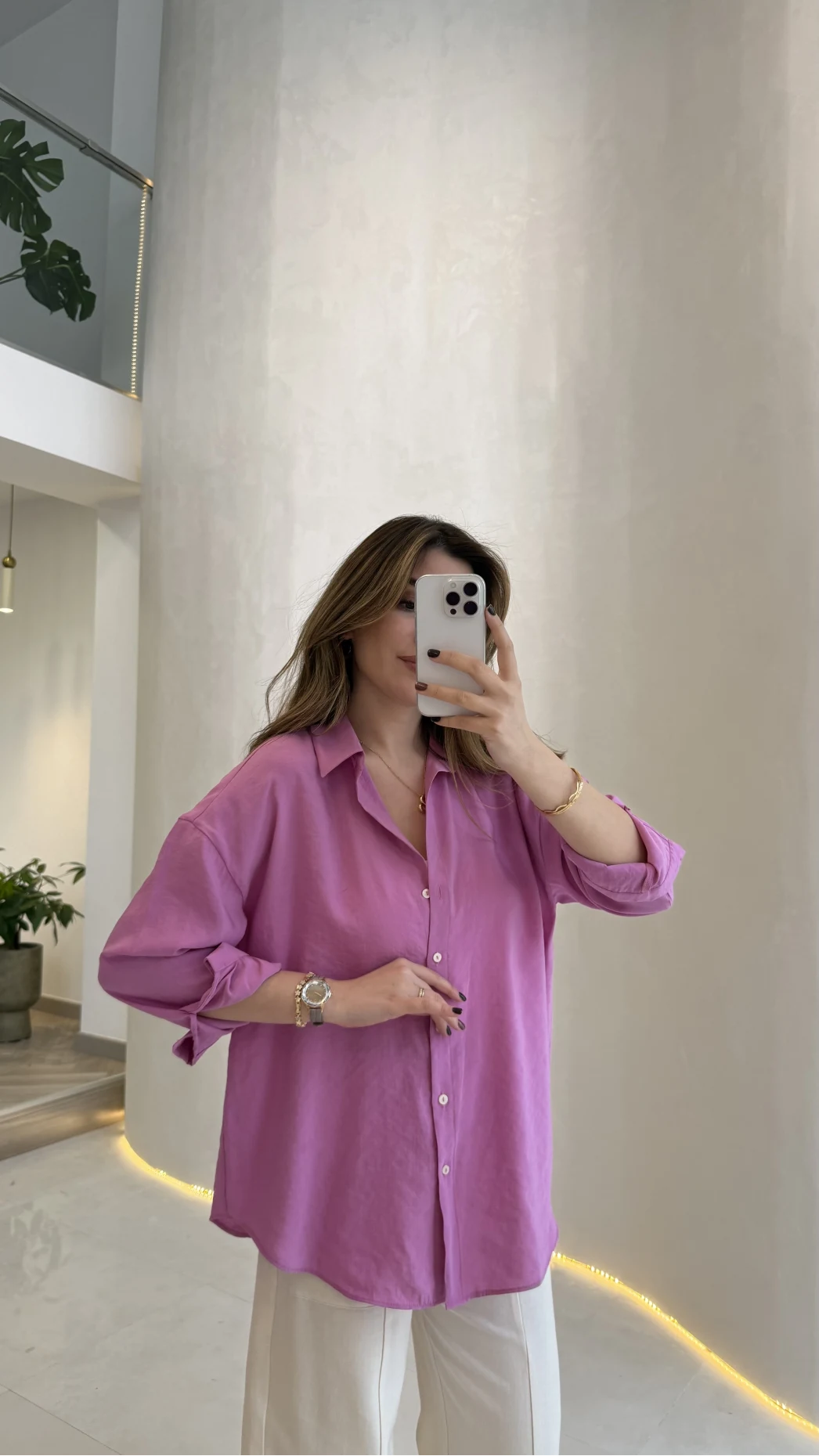 Modal Gömlek - Pembe - Kod:100101