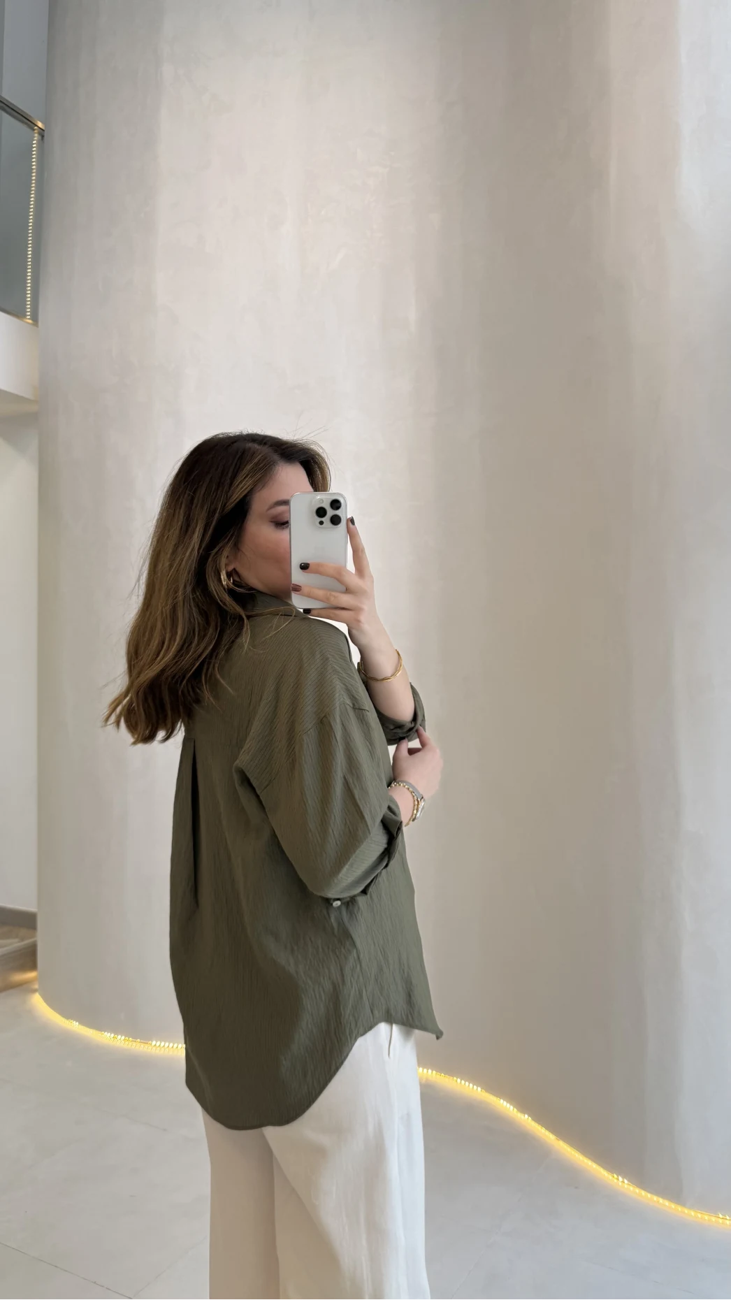 Solene Çizgili Gömlek - Haki - Kod: 100301