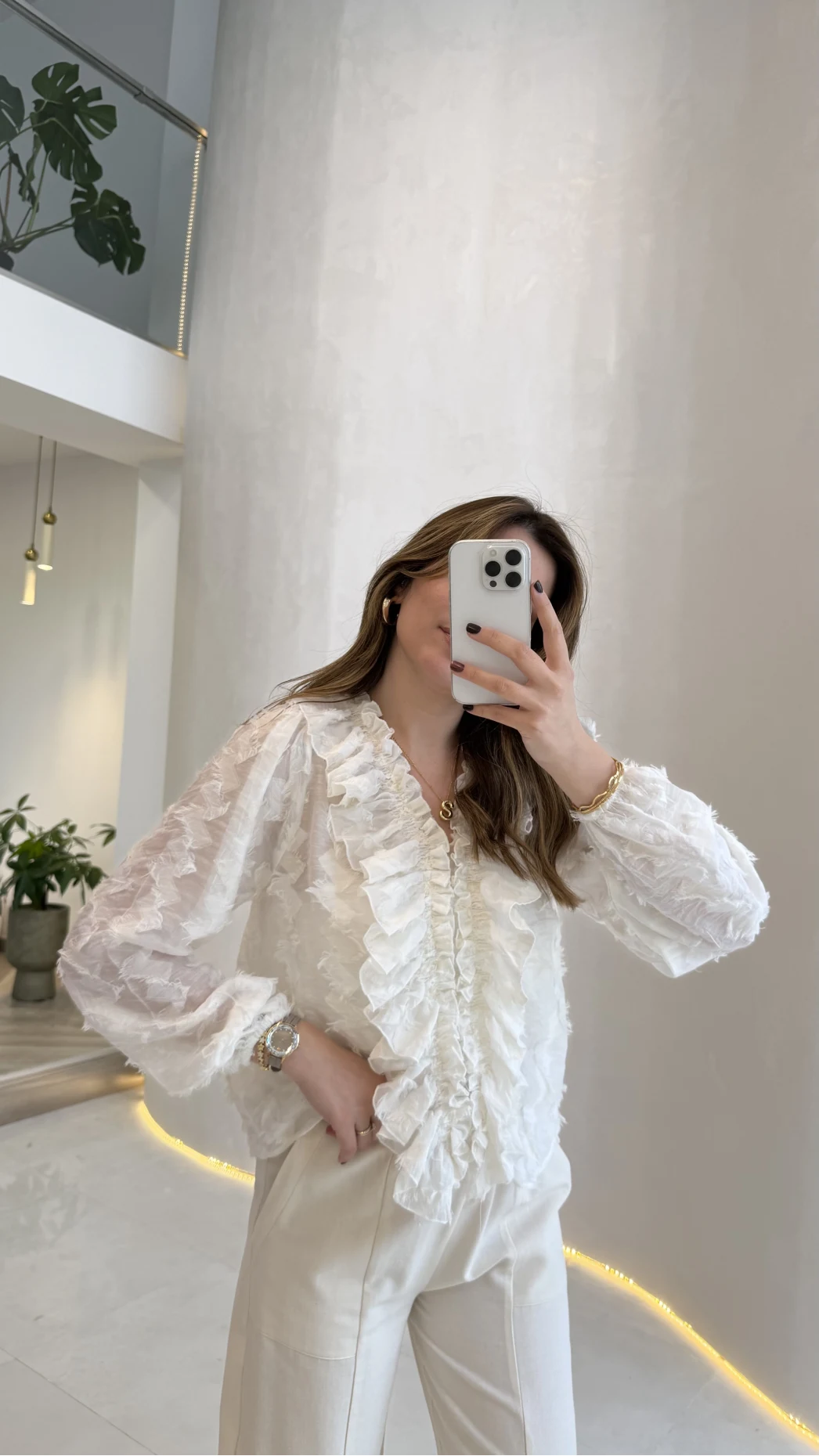 Alina Fırfırlı Püskül Bluz - Ekru - Kod: 1076