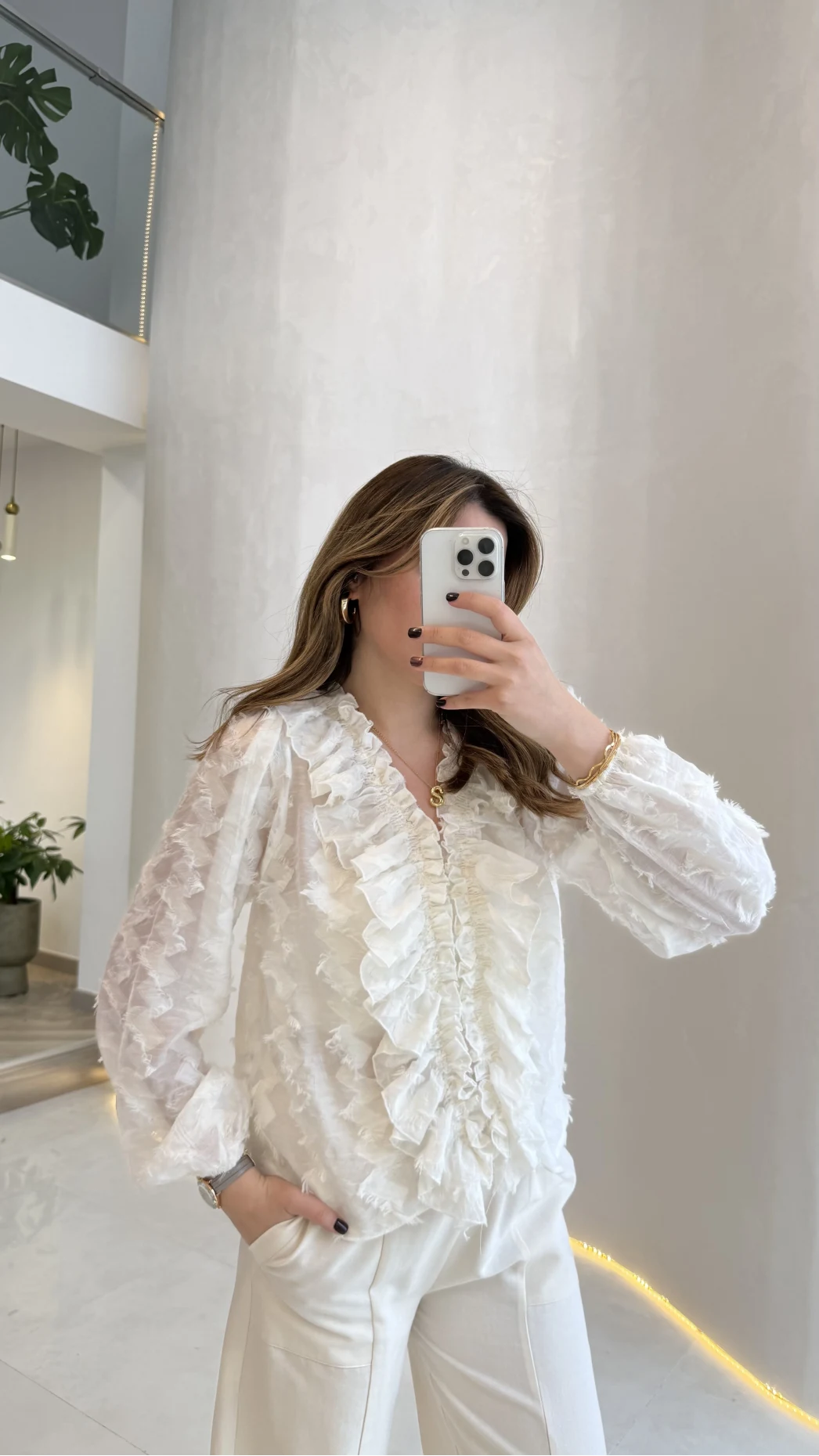 Alina Fırfırlı Püskül Bluz - Ekru - Kod: 1076