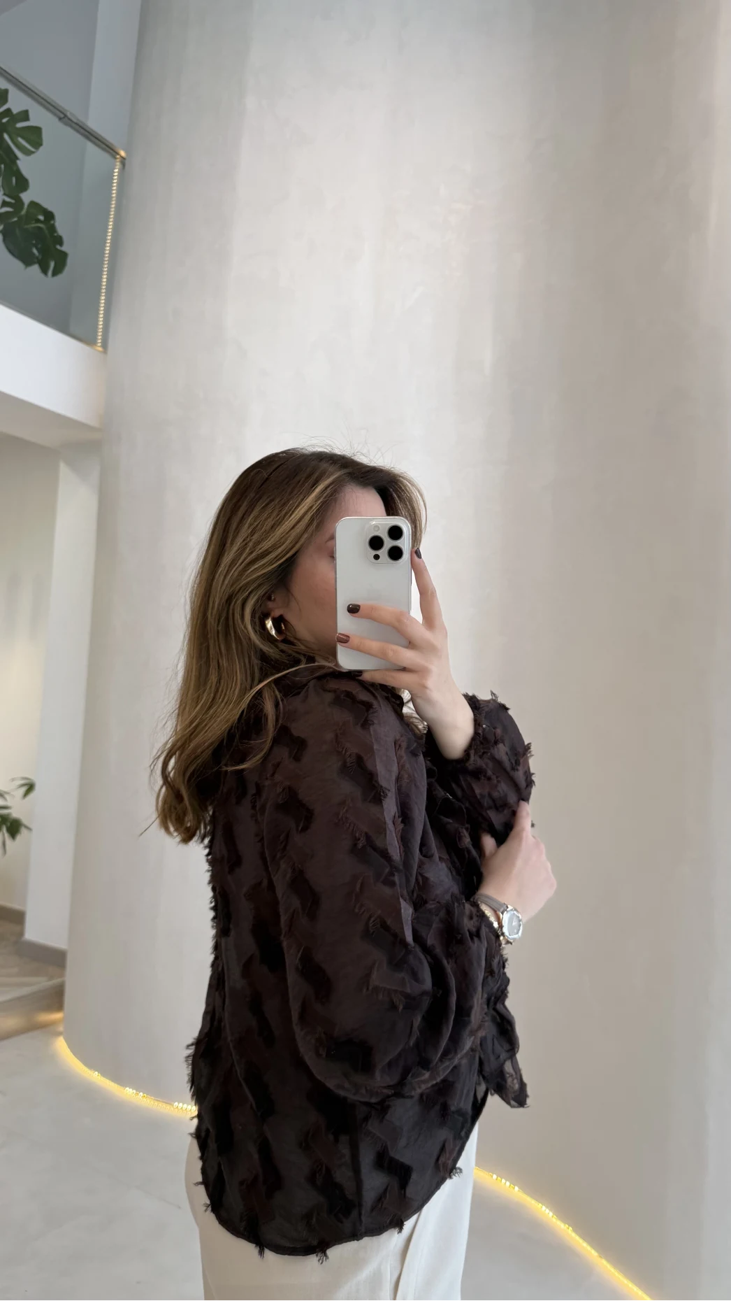 Alina Fırfırlı Püskül Bluz - Acı Kahve - Kod: 1076