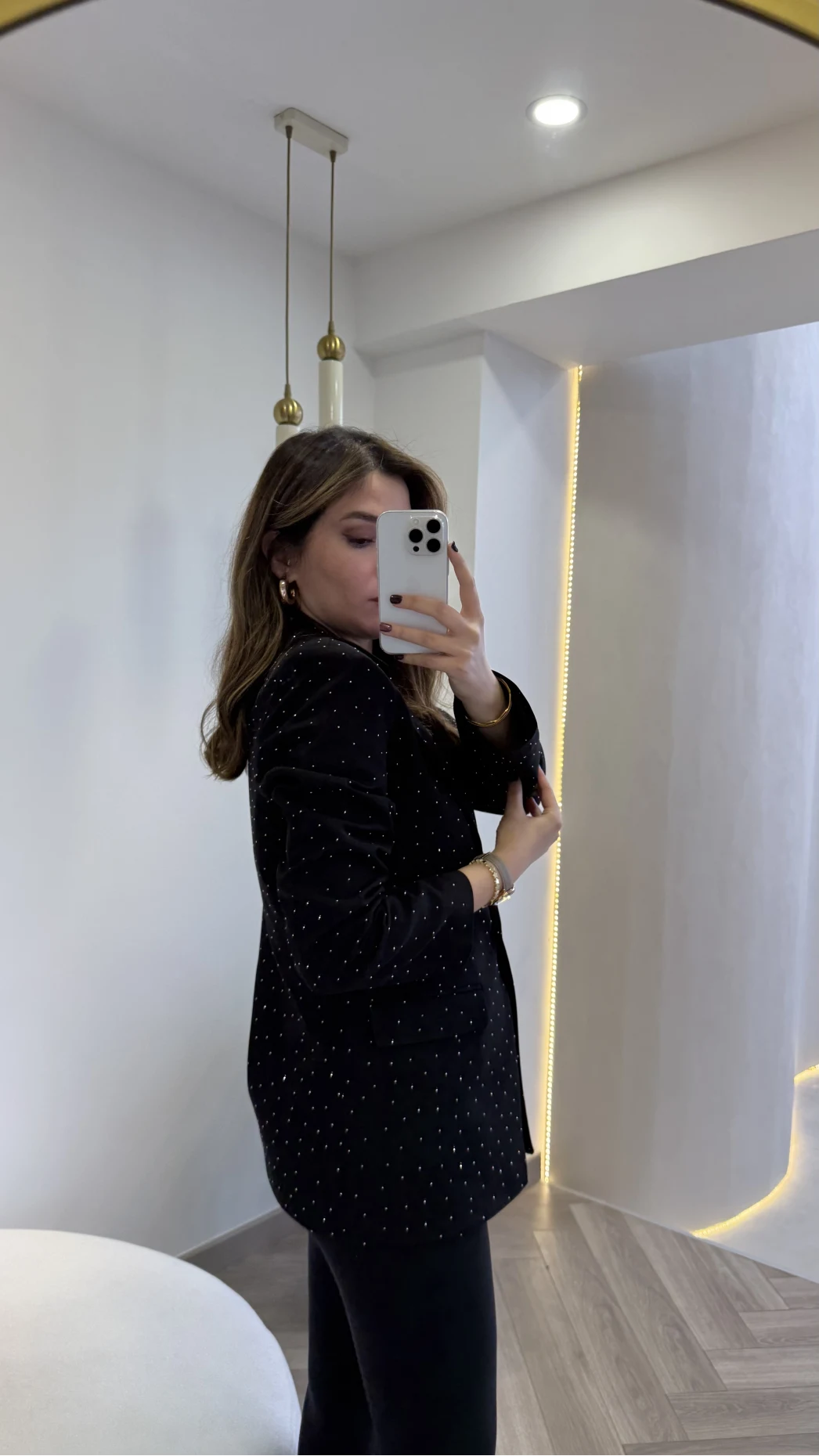 Taşlı Vatkalı Blazer Ceket - Siyah - Kod: 98044