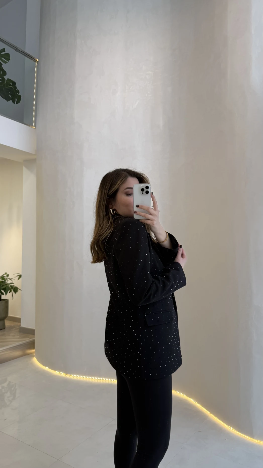 Taşlı Vatkalı Blazer Ceket - Siyah - Kod: 98044