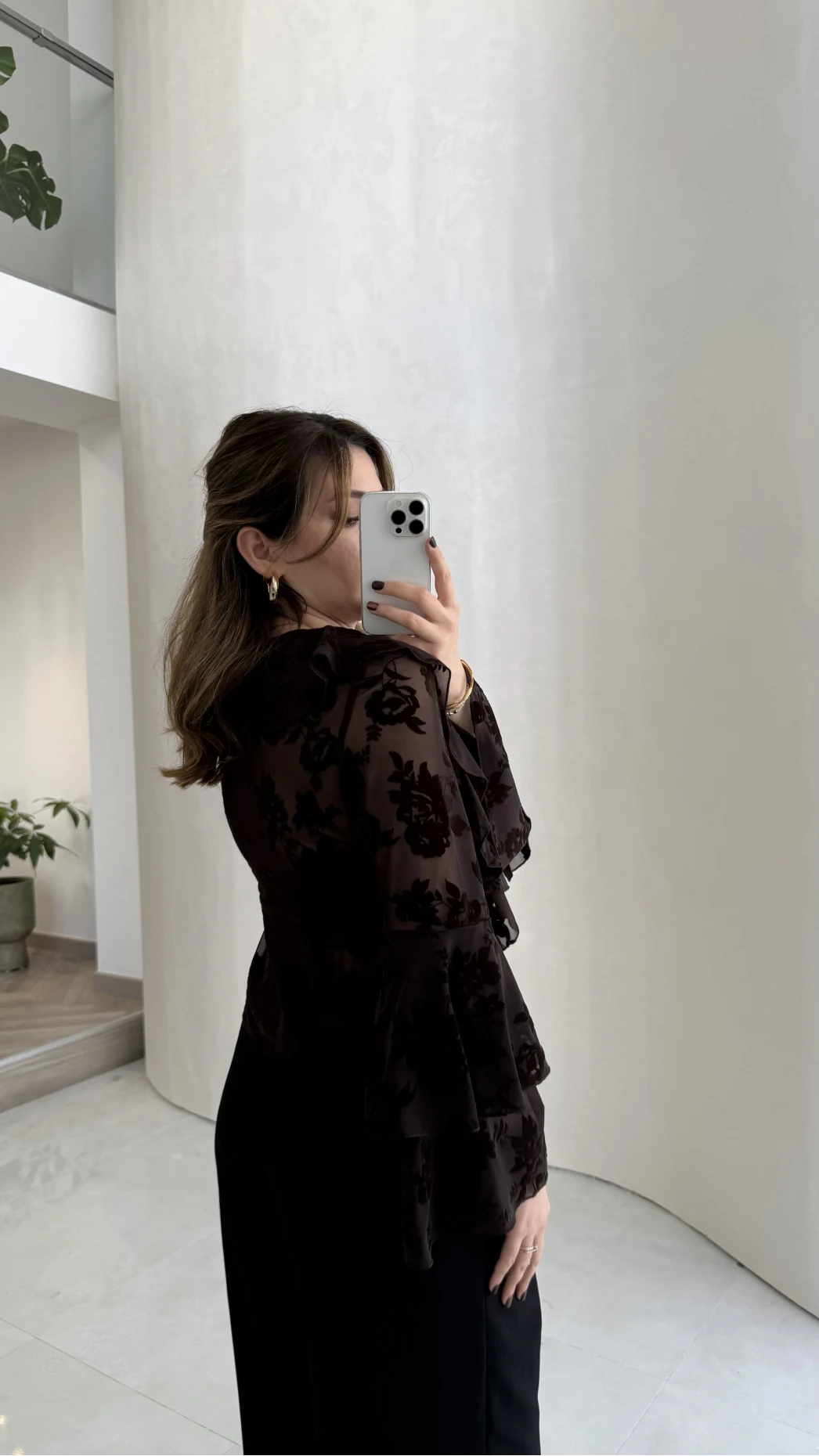 Peaches İçi Askılı Body Dokulu Fırfırlı Bağlamalı Bluz - Acı Kahve - Kod: 0908