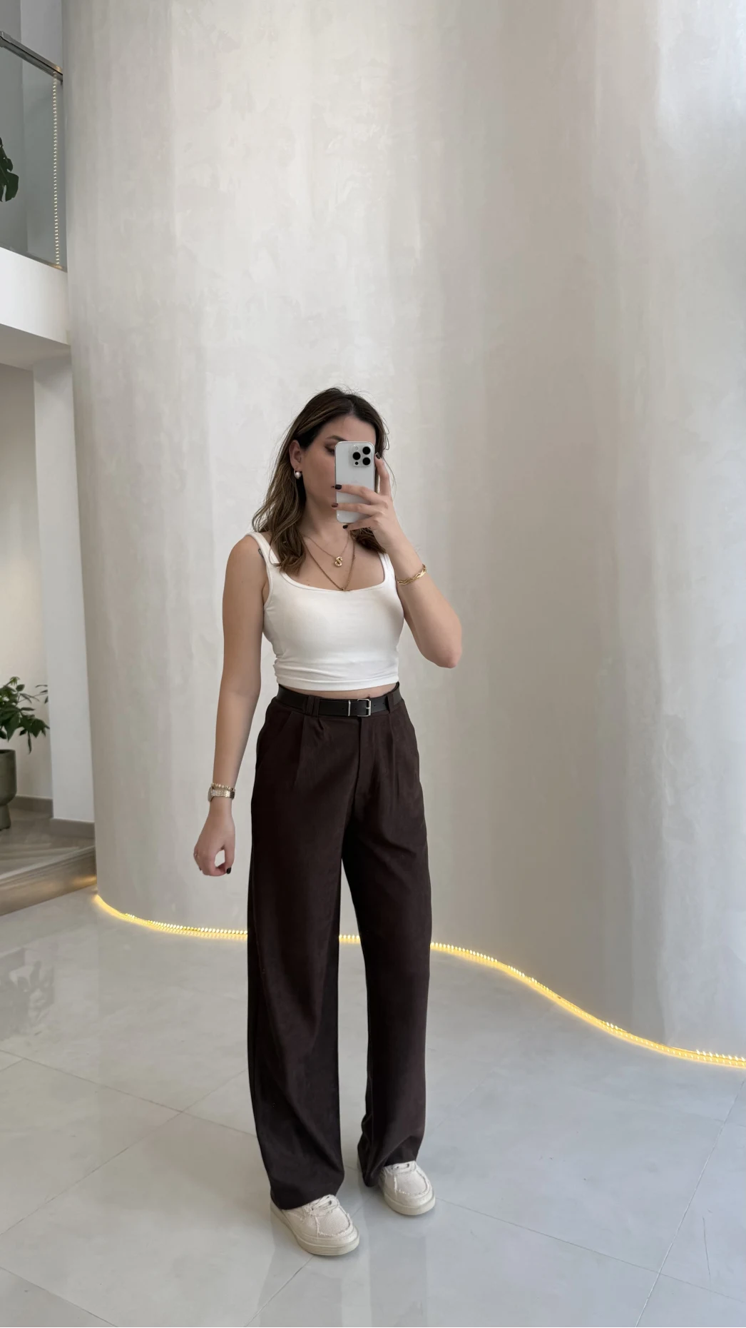 Kemerli Kadife Pantolon - Kahverengi - Kod: 3290