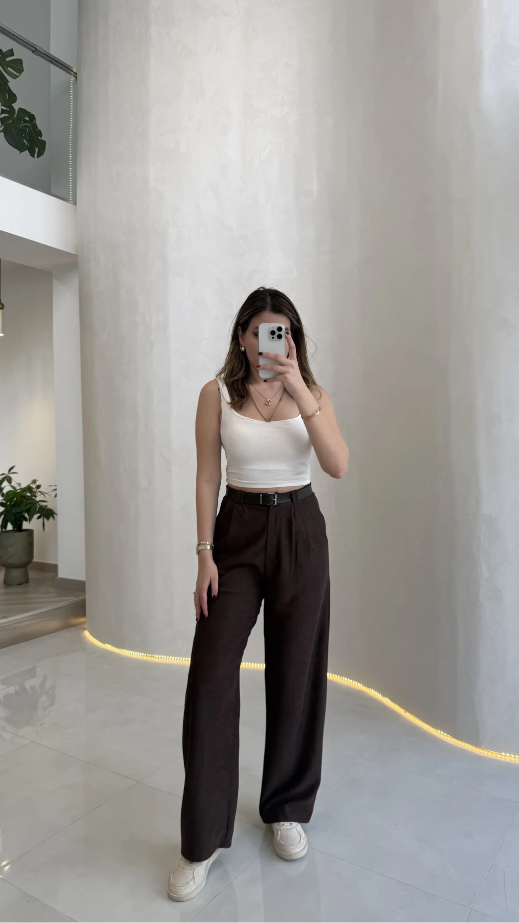 Kemerli Kadife Pantolon - Kahverengi - Kod: 3290