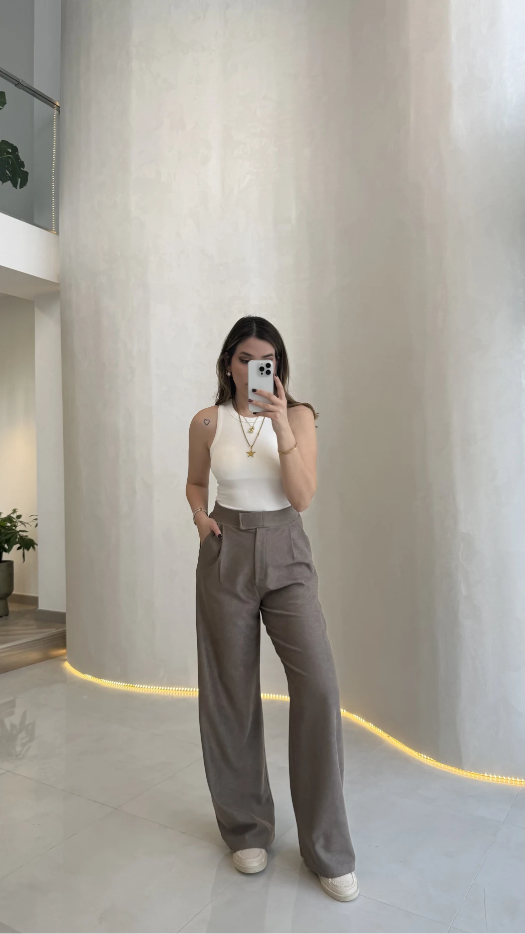 Kadife Cırt Detay Pantolon - Vizon - Kod: 3997