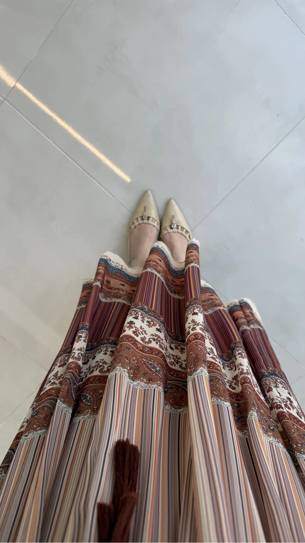 Beli Lastikli Etnik Desenli Astarlı Şifon Etek - Bohem - Kod: 6906