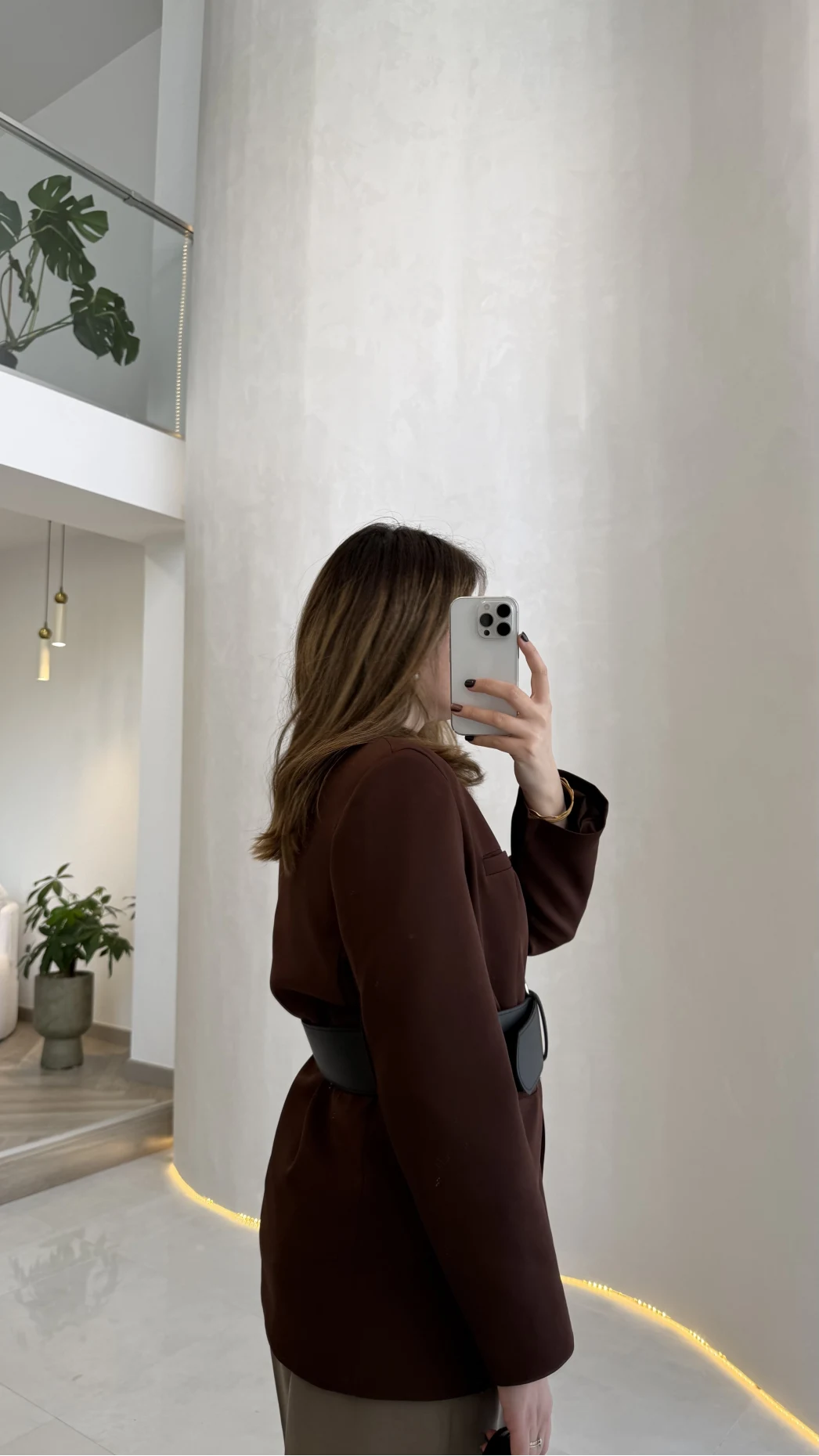 Geniş Kemerli Blazer Ceket - Kahverengi - Kod: 0337